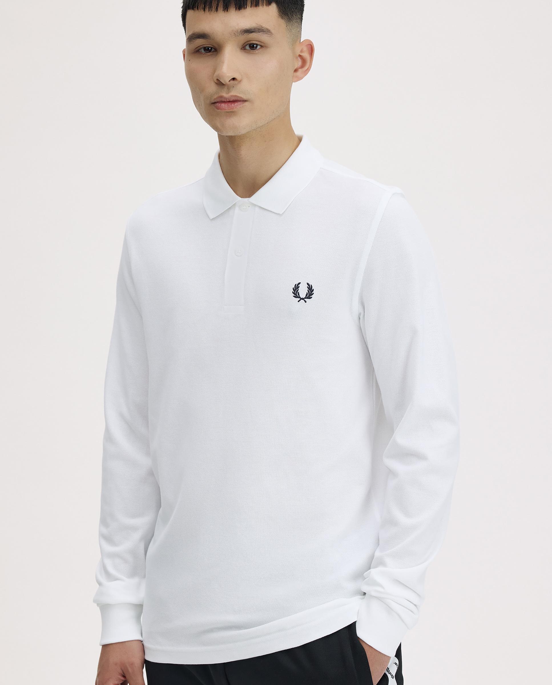 Imagen 3 de Polo de manga larga de hombre liso en piqué de algodón - Fred Perry - Blanco Blanco