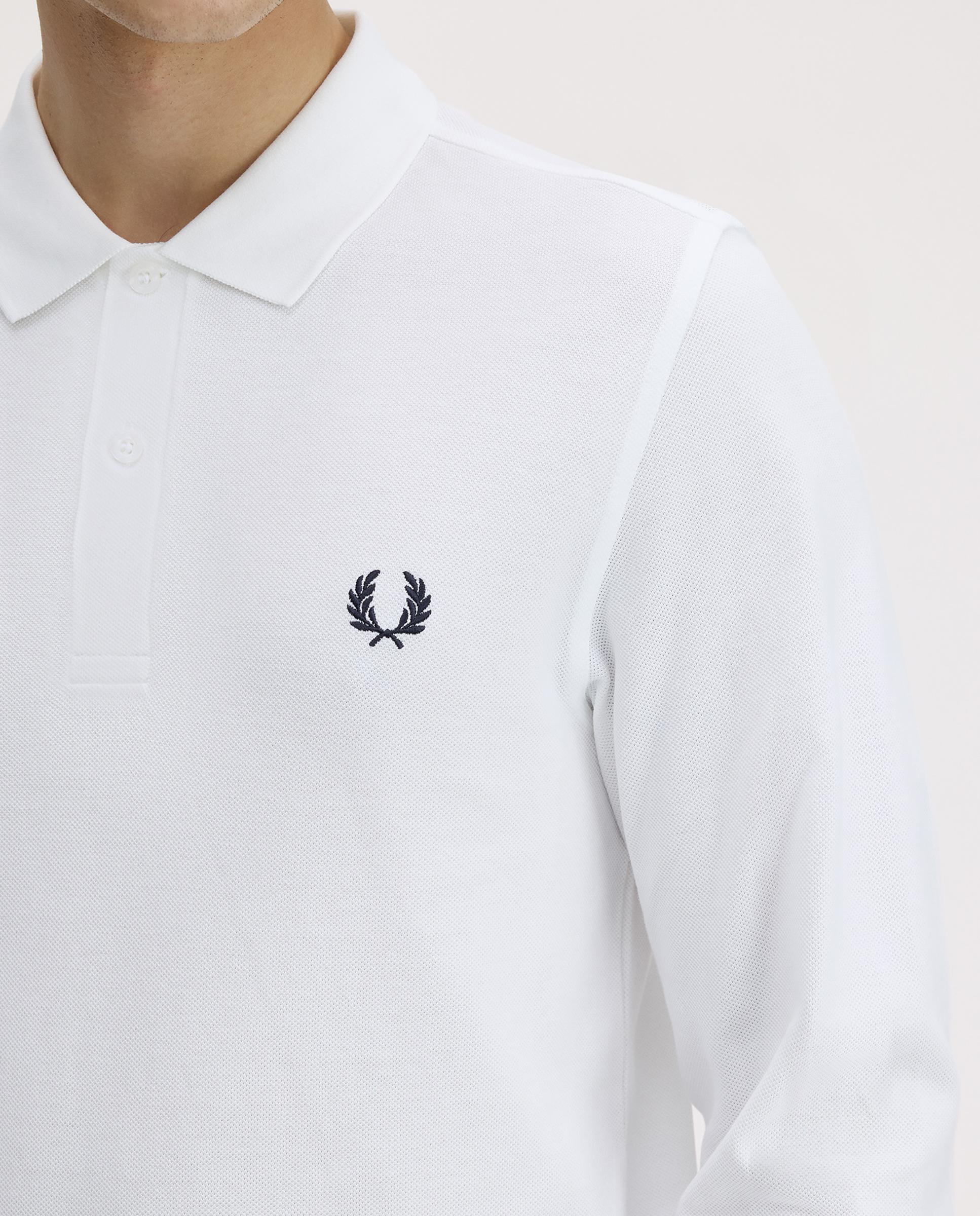 Imagen 5 de Polo de manga larga de hombre liso en piqué de algodón - Fred Perry - Blanco Blanco