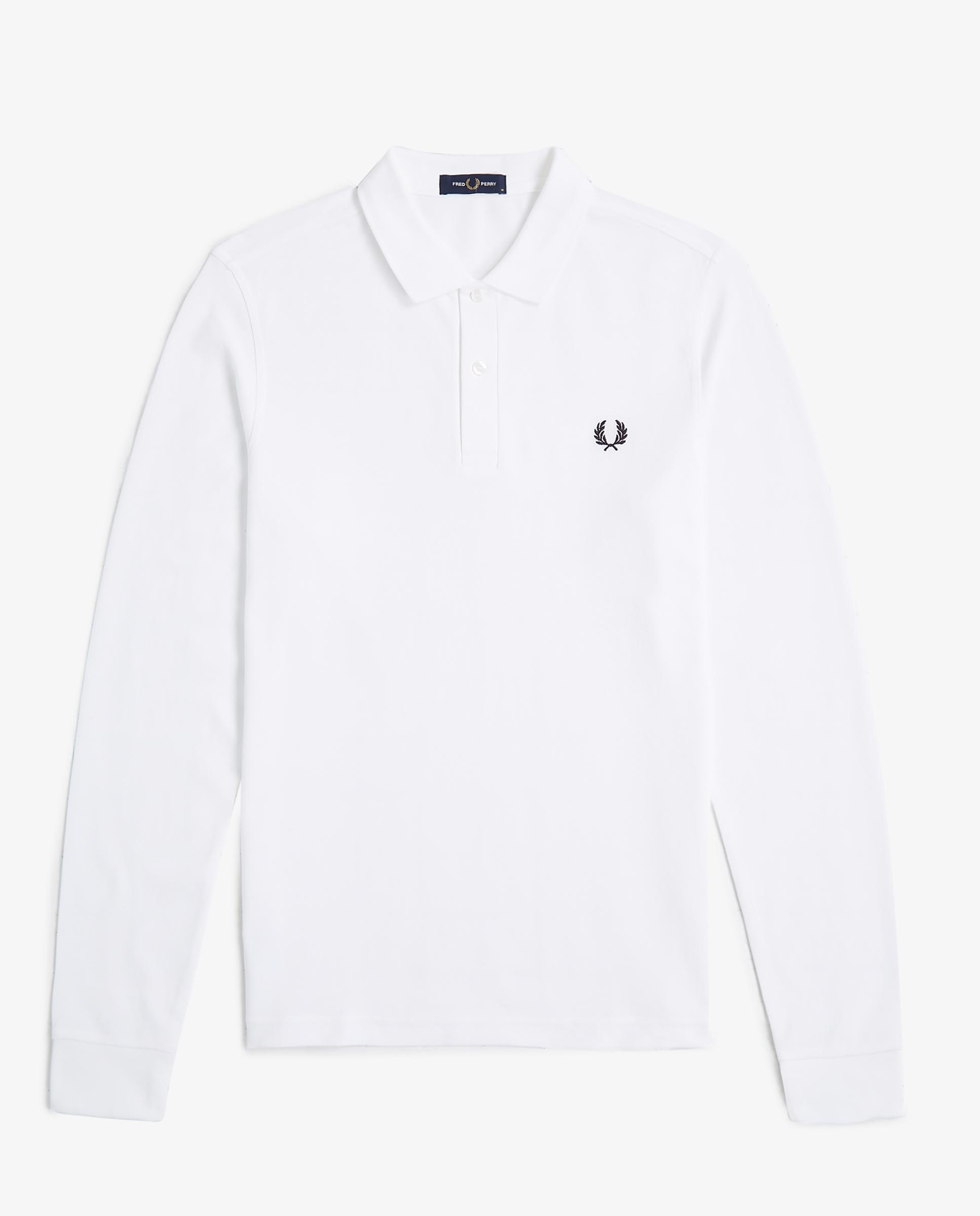 Imagen 7 de Polo de manga larga de hombre liso en piqué de algodón - Fred Perry - Blanco Blanco