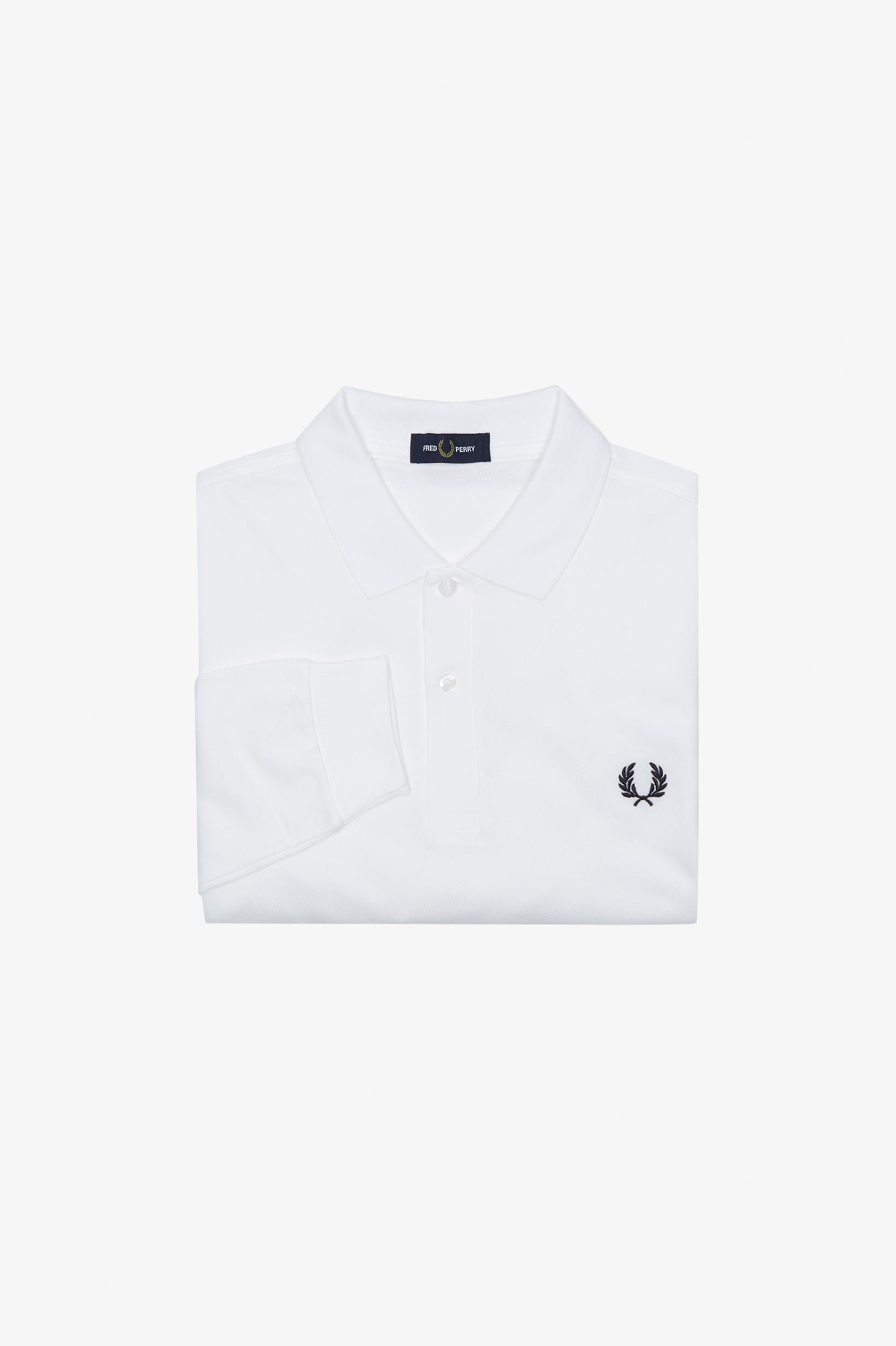Imagen 8 de Polo de manga larga de hombre liso en piqué de algodón - Fred Perry - Blanco Blanco