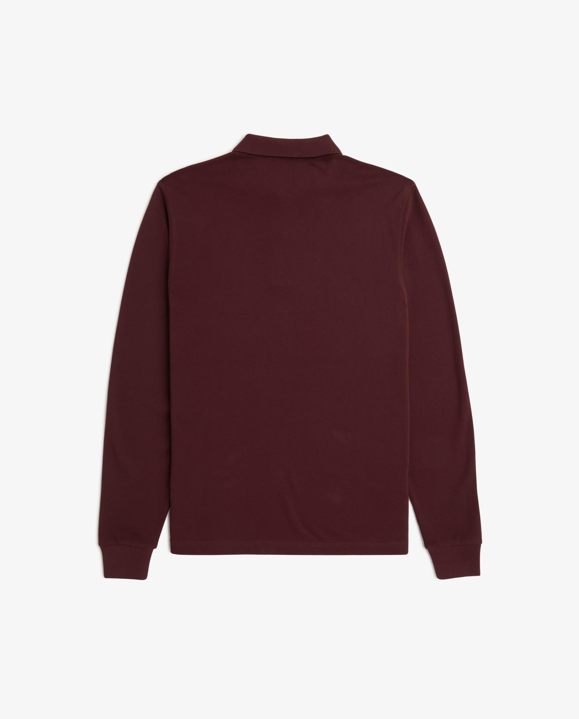 Imagen 6 de Polo de manga larga de hombre liso en piqué de algodón - Fred Perry - Burdeos Burdeos
