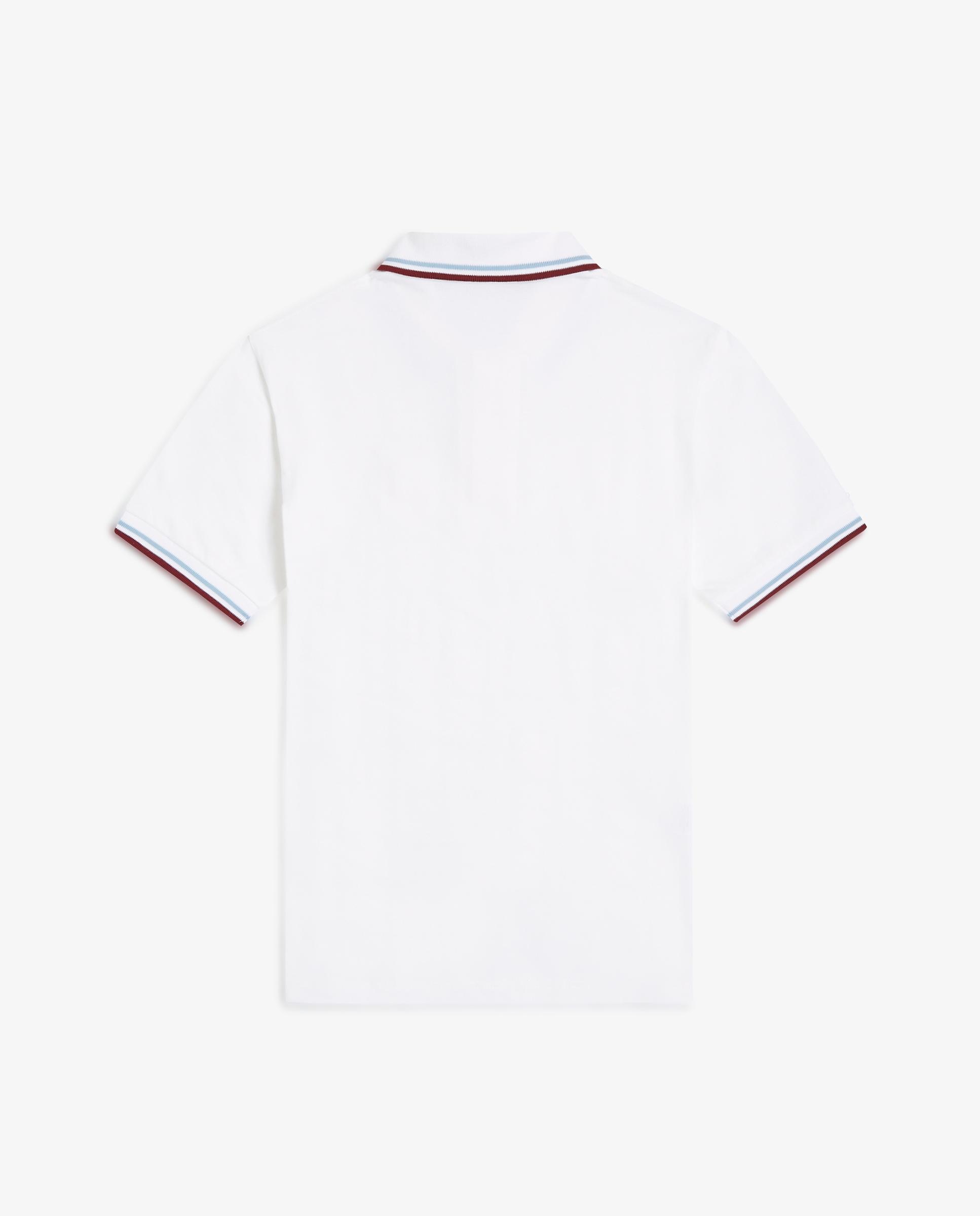 Imagen 6 de Polo de hombre manga corta en punto piqué hecho en inglaterra - Fred Perry - Blanco / Burdeos Blanco / Burdeos