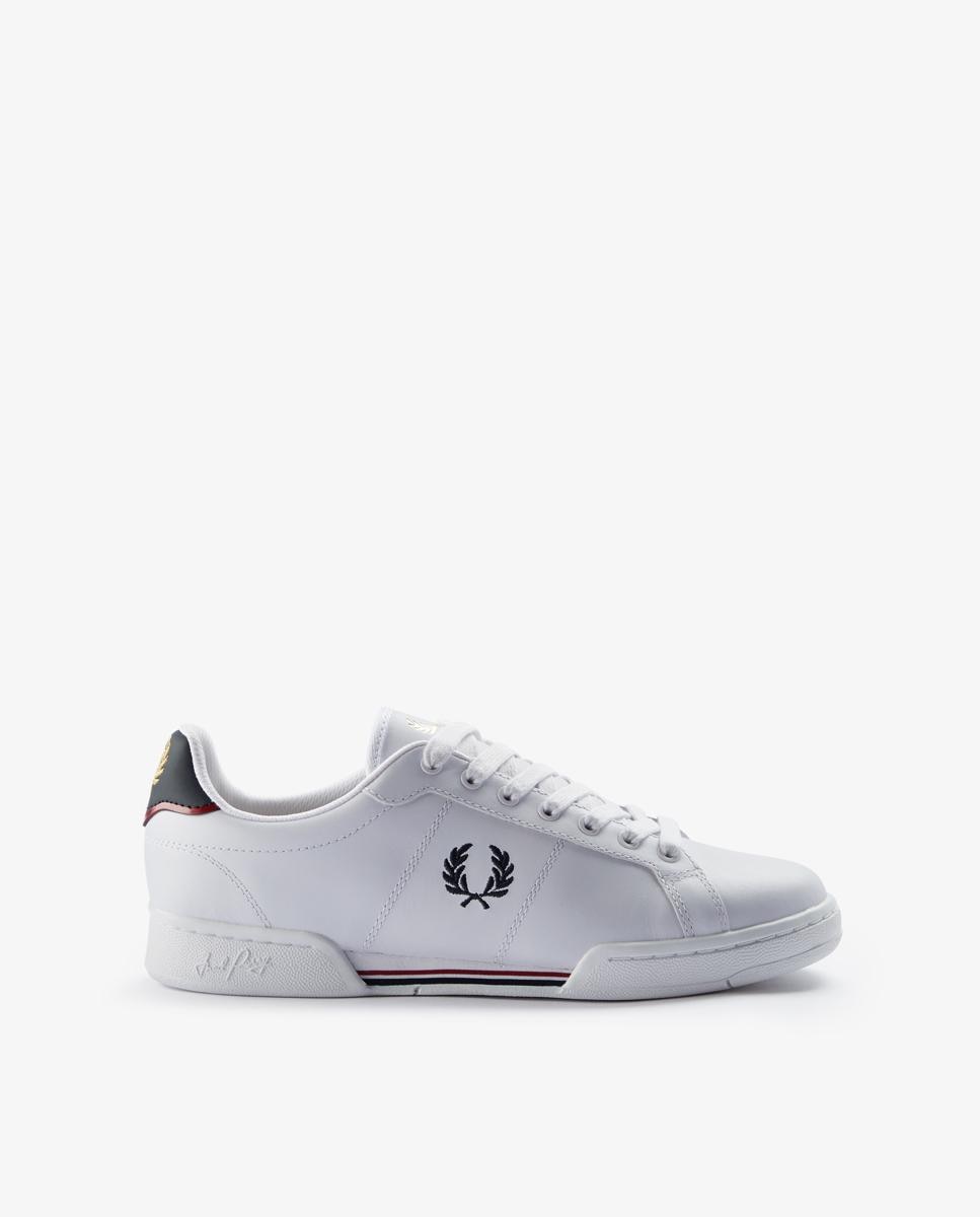 Zapatillas deportivas de hombre b722 de piel - Fred Perry - Blanco / Azul Blanco / Azul-1