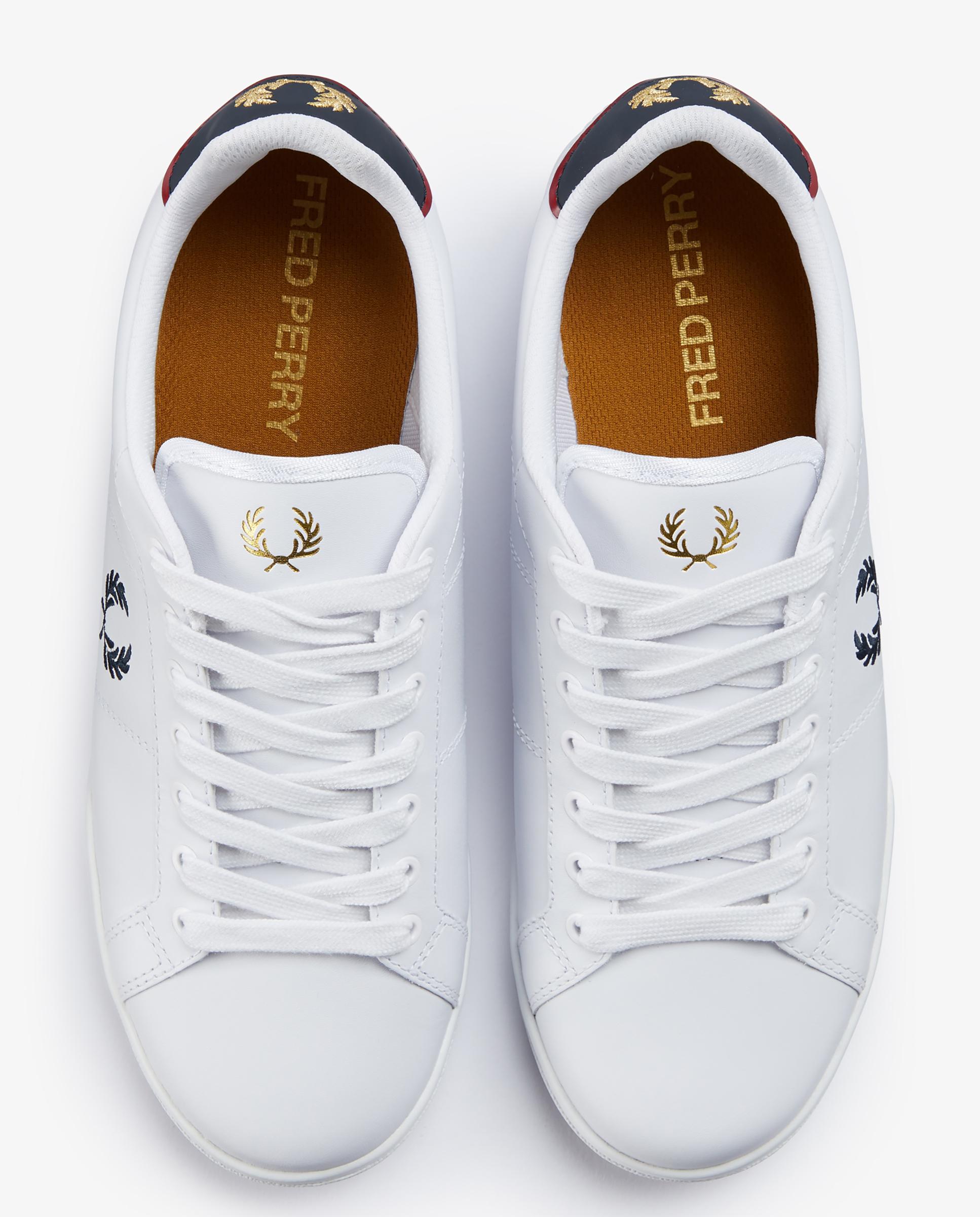Zapatillas deportivas de hombre b722 de piel - Fred Perry - Blanco / Azul Blanco / Azul-3