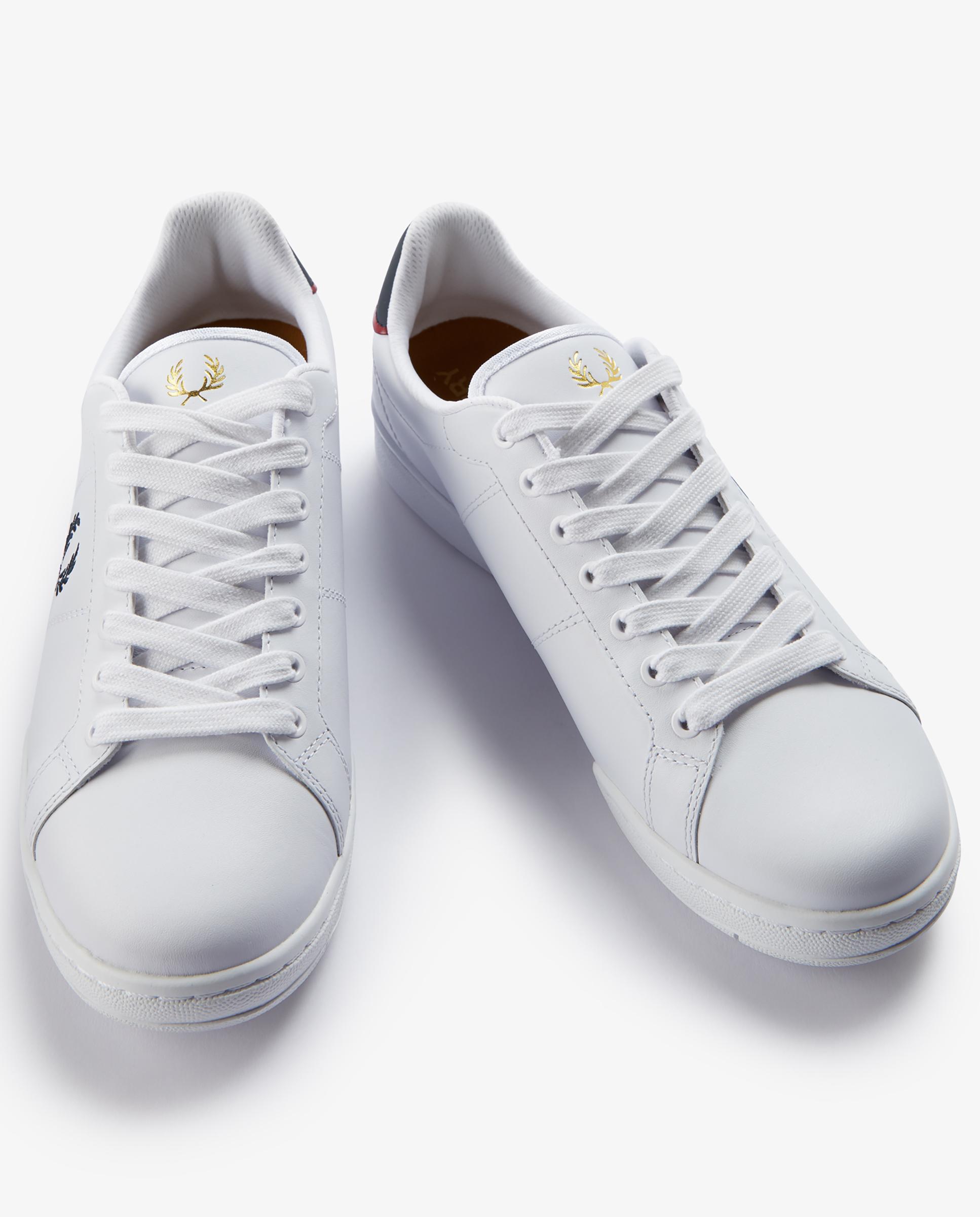 Zapatillas deportivas de hombre b722 de piel - Fred Perry - Blanco / Azul Blanco / Azul-2