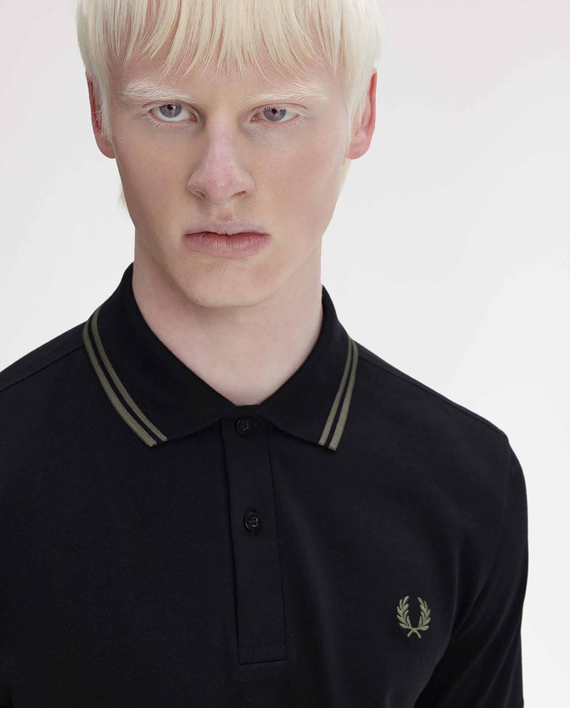 Polo de hombre de piqué de algodón manga corta - Fred Perry - Negro / Verde Negro / Verde-6