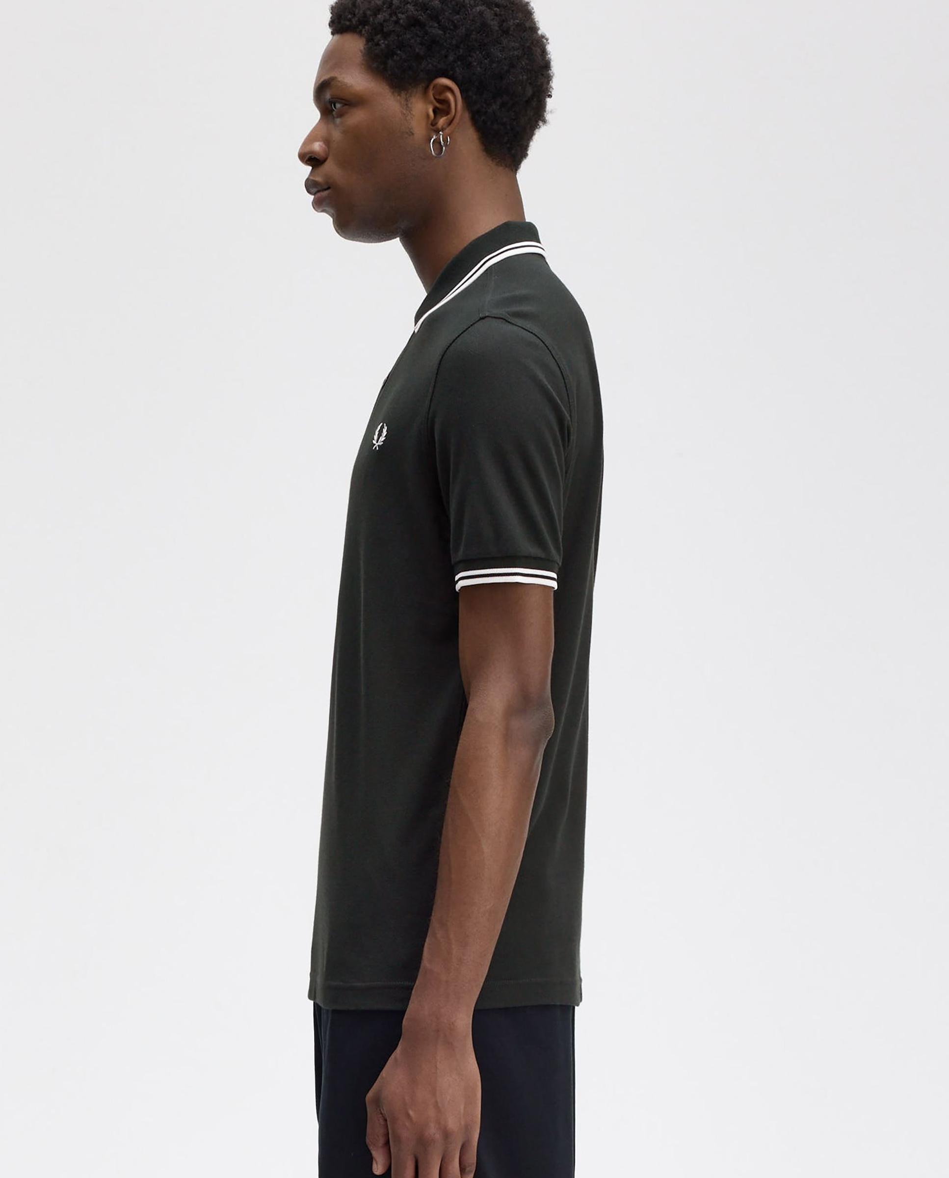 Polo de hombre de piqué de algodón manga corta - Fred Perry - Verde oscuro Verde oscuro-2