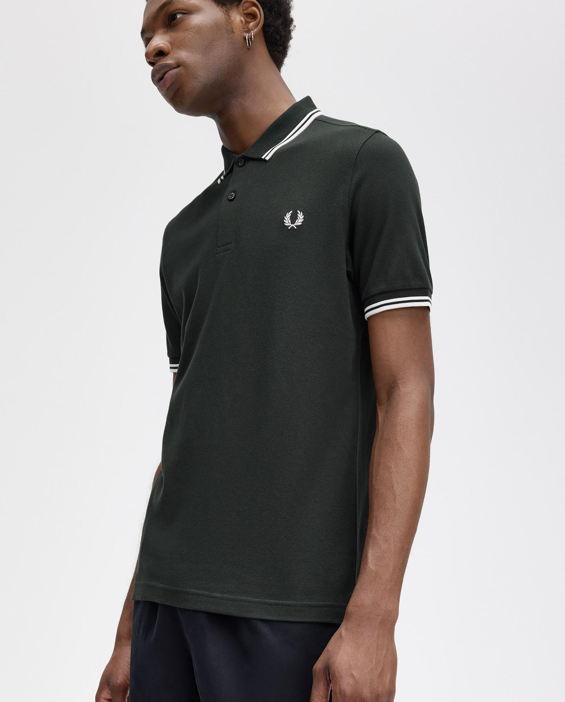 Polo de hombre de piqué de algodón manga corta - Fred Perry - Verde oscuro Verde oscuro-3