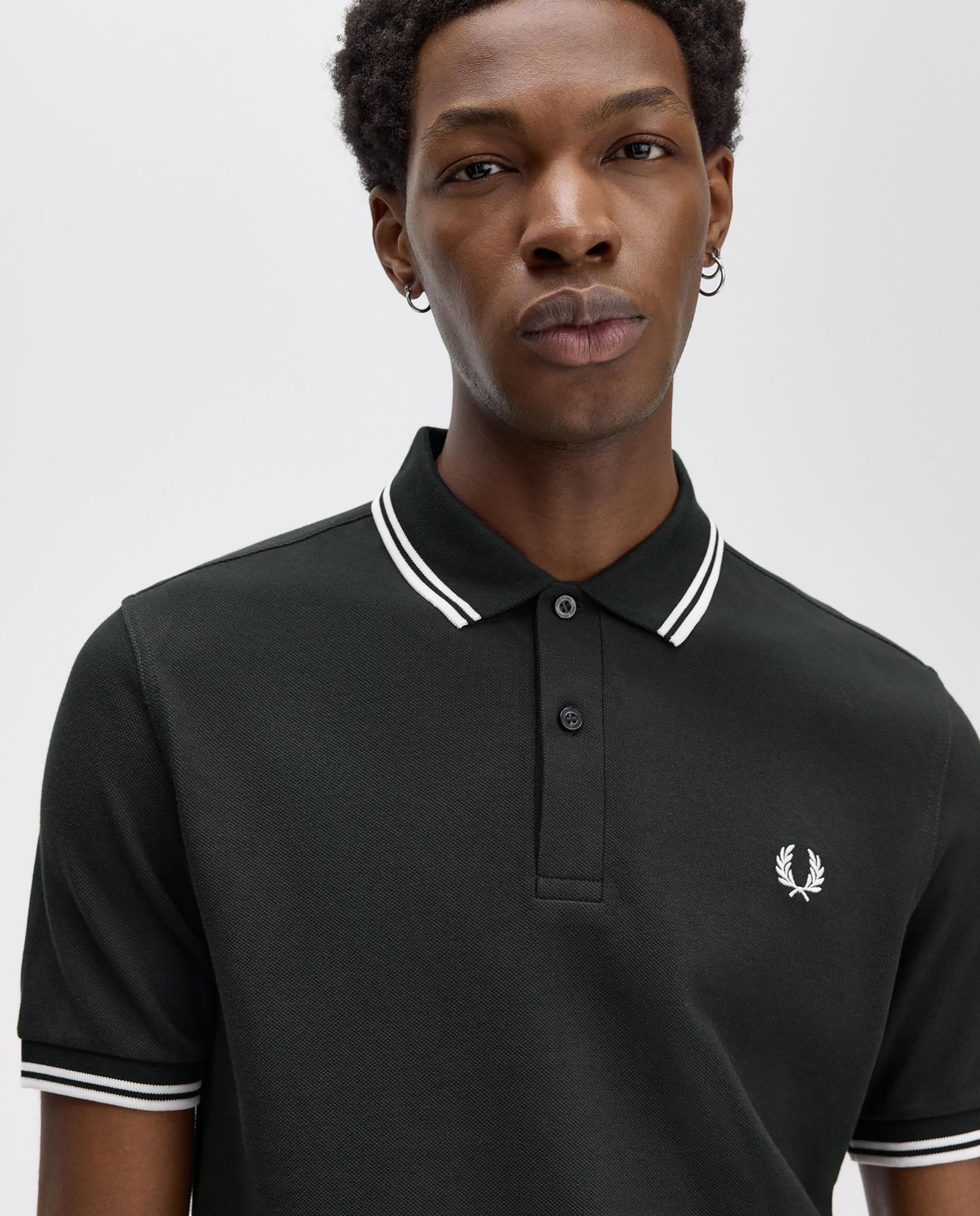 Polo de hombre de piqué de algodón manga corta - Fred Perry - Verde oscuro Verde oscuro-4