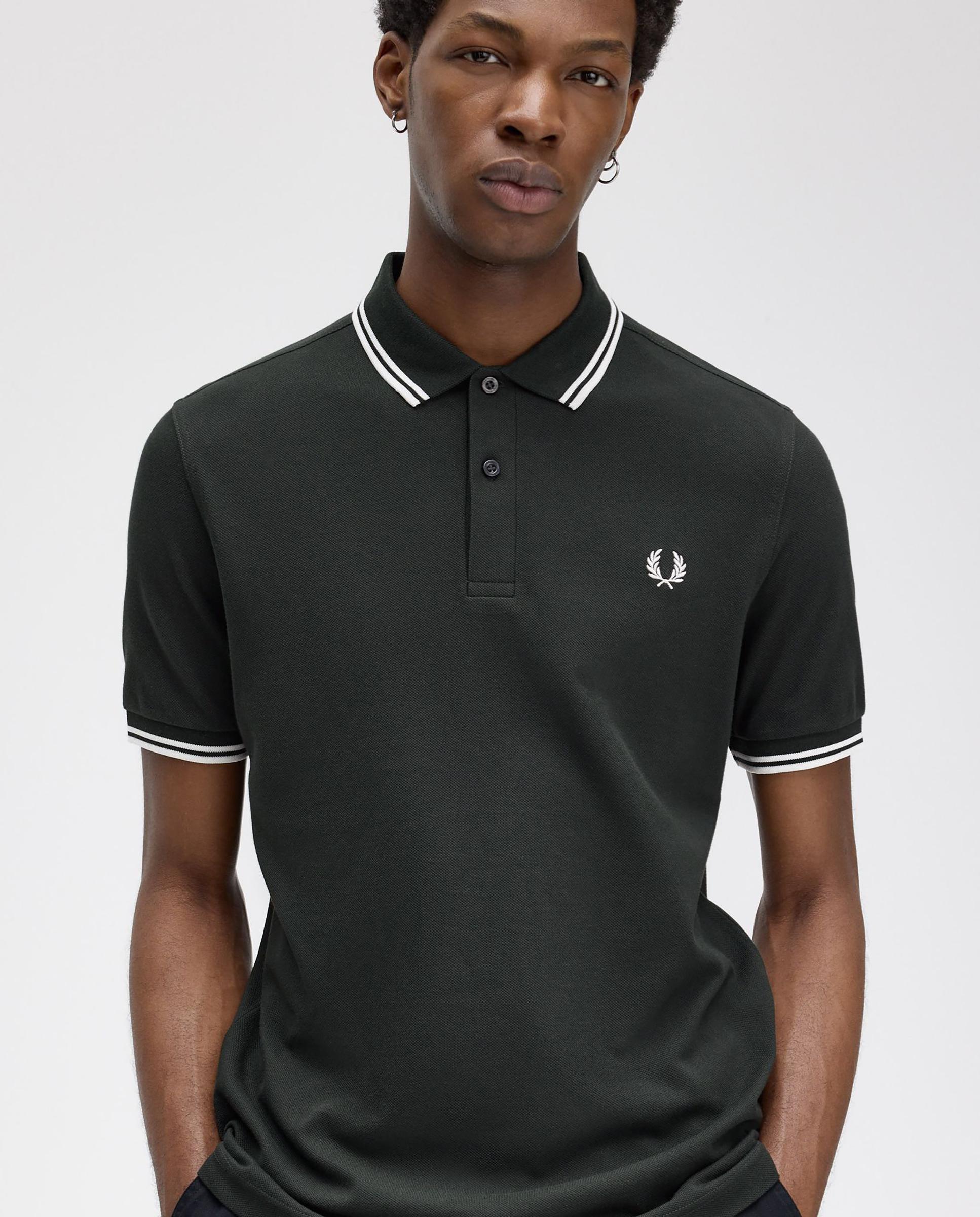 Polo de hombre de piqué de algodón manga corta - Fred Perry - Verde oscuro Verde oscuro-5