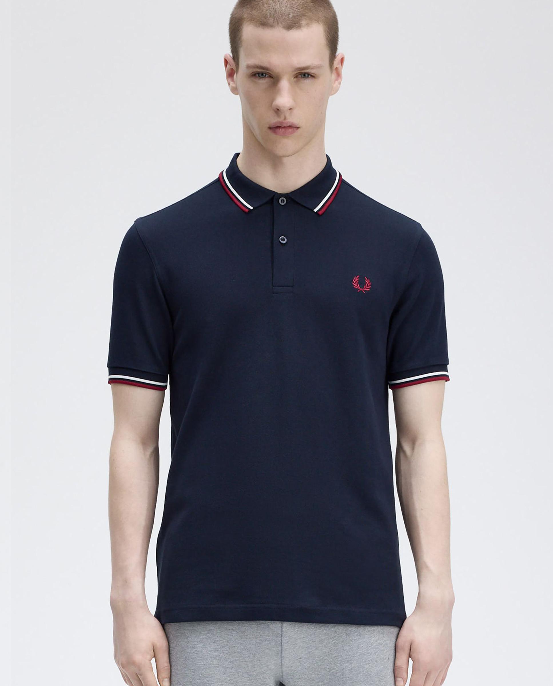 Polo de hombre de piqué de algodón manga corta - Fred Perry - Azul marino Azul marino-1