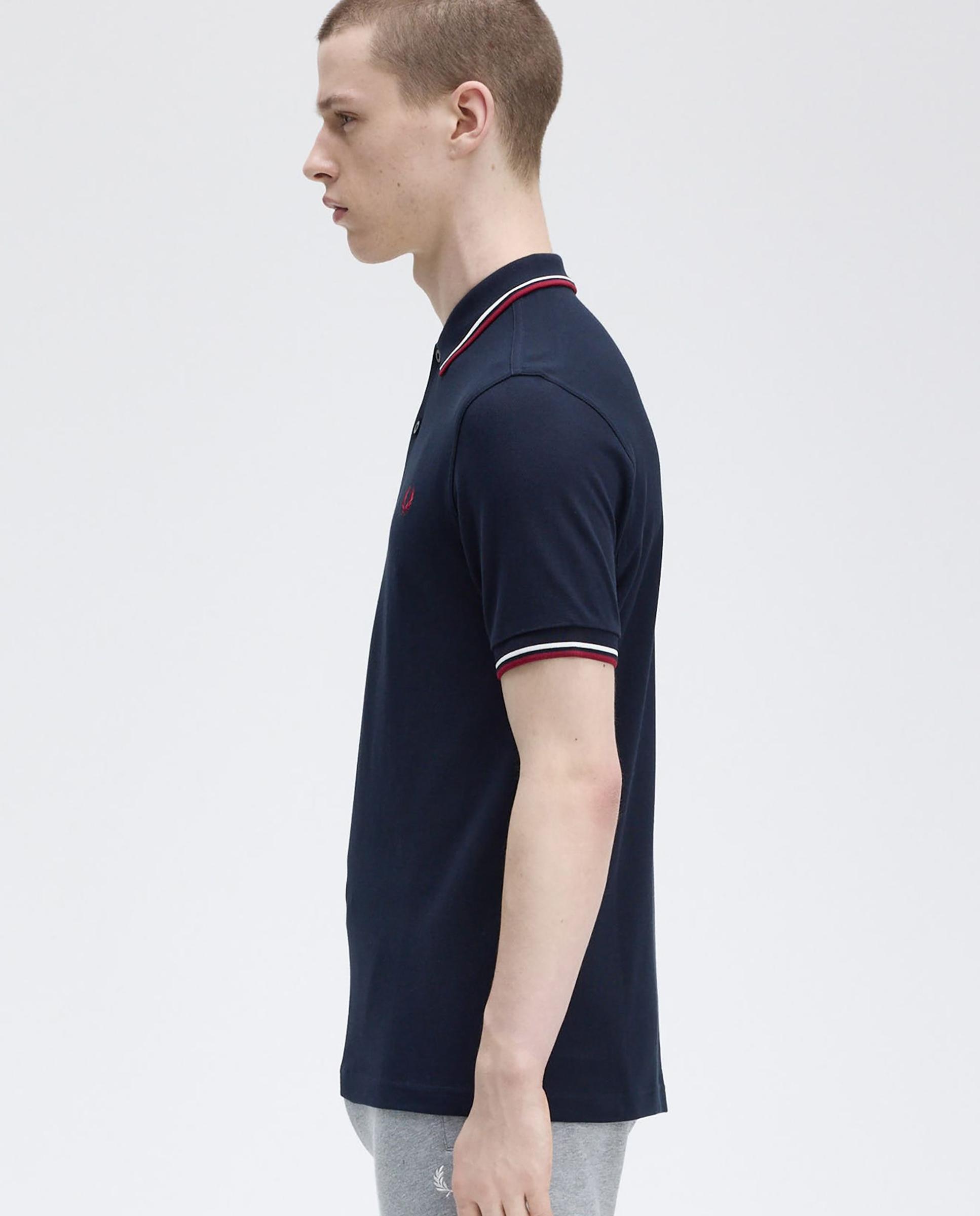 Polo de hombre de piqué de algodón manga corta - Fred Perry - Azul marino Azul marino-2