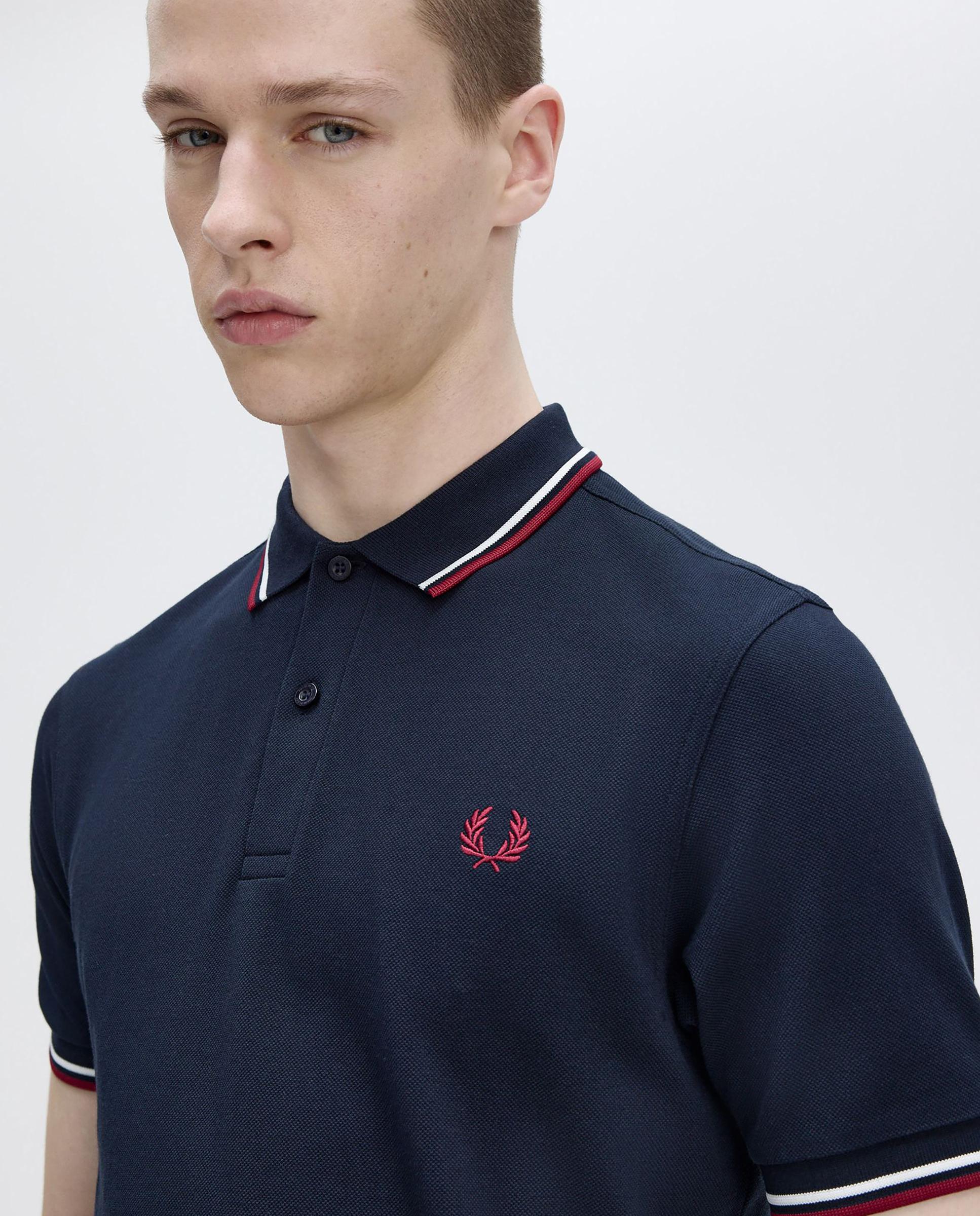Polo de hombre de piqué de algodón manga corta - Fred Perry - Azul marino Azul marino-3