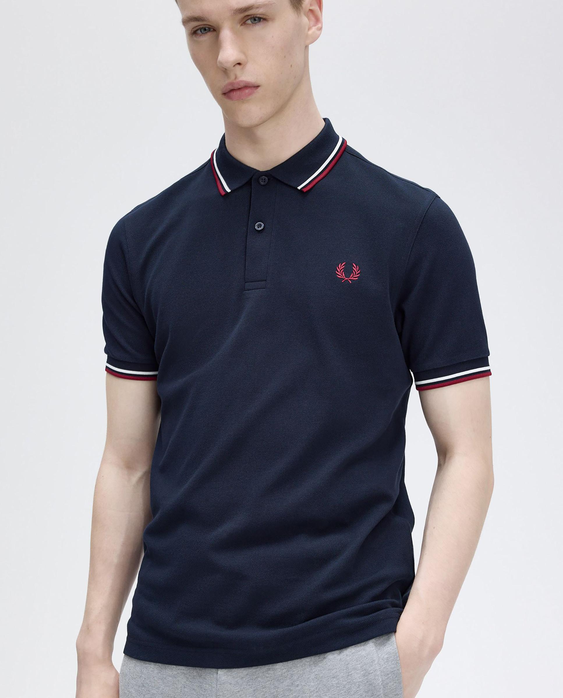 Polo de hombre de piqué de algodón manga corta - Fred Perry - Azul marino Azul marino-5