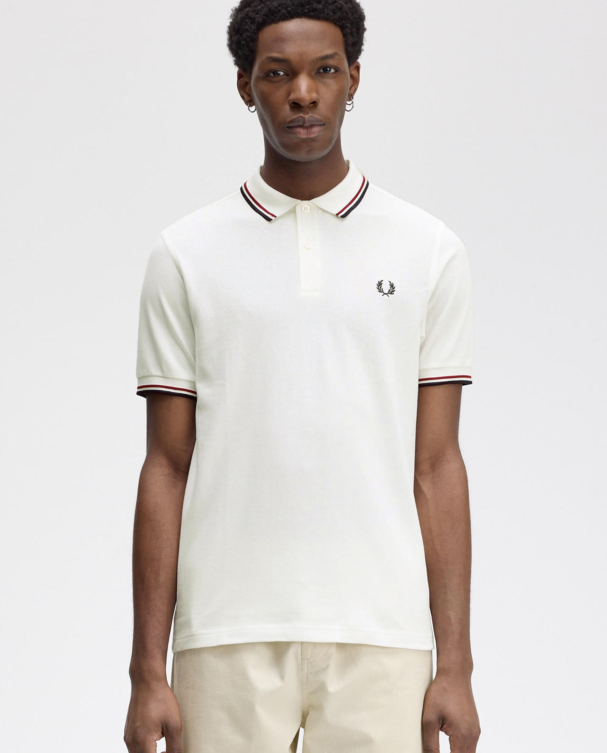Polo de hombre de piqué de algodón manga corta - Fred Perry - Marfil Marfil-1