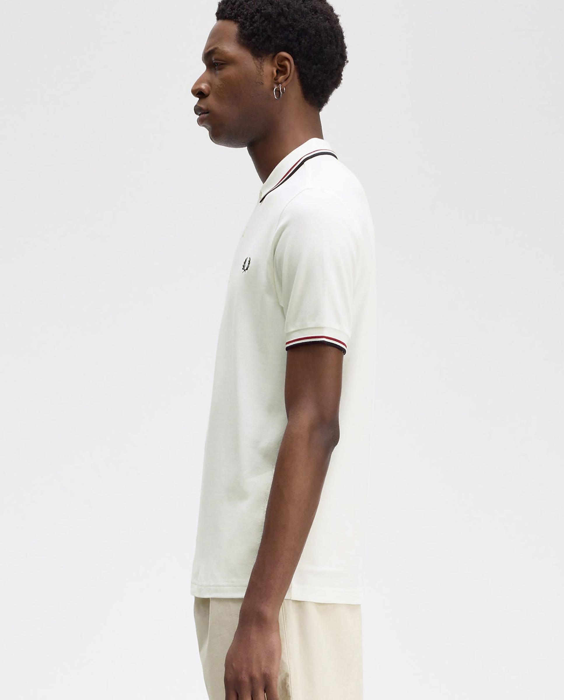 Polo de hombre de piqué de algodón manga corta - Fred Perry - Marfil Marfil-2