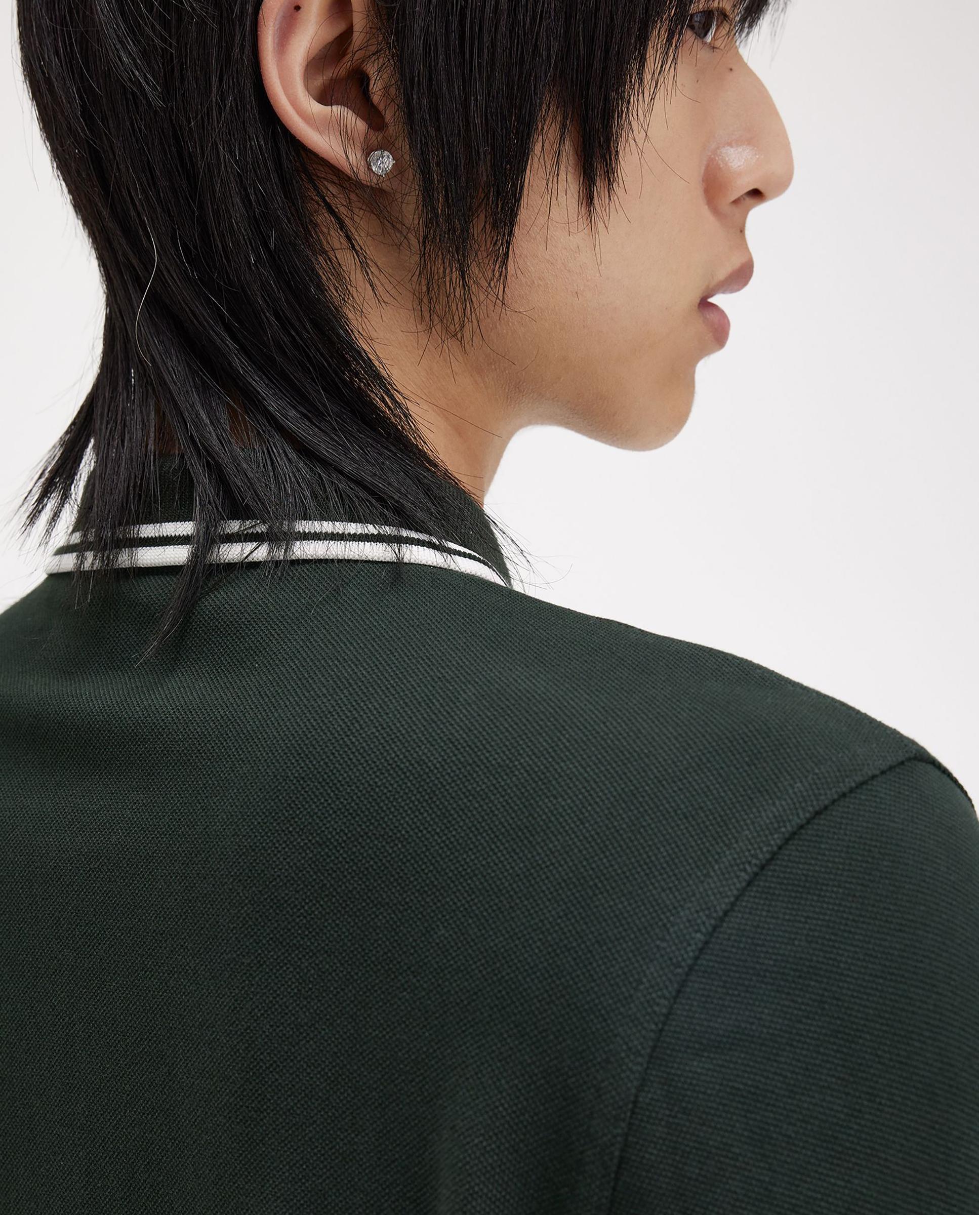 Polo de hombre de piqué de algodón manga larga - Fred Perry - Verde oscuro Verde oscuro-5