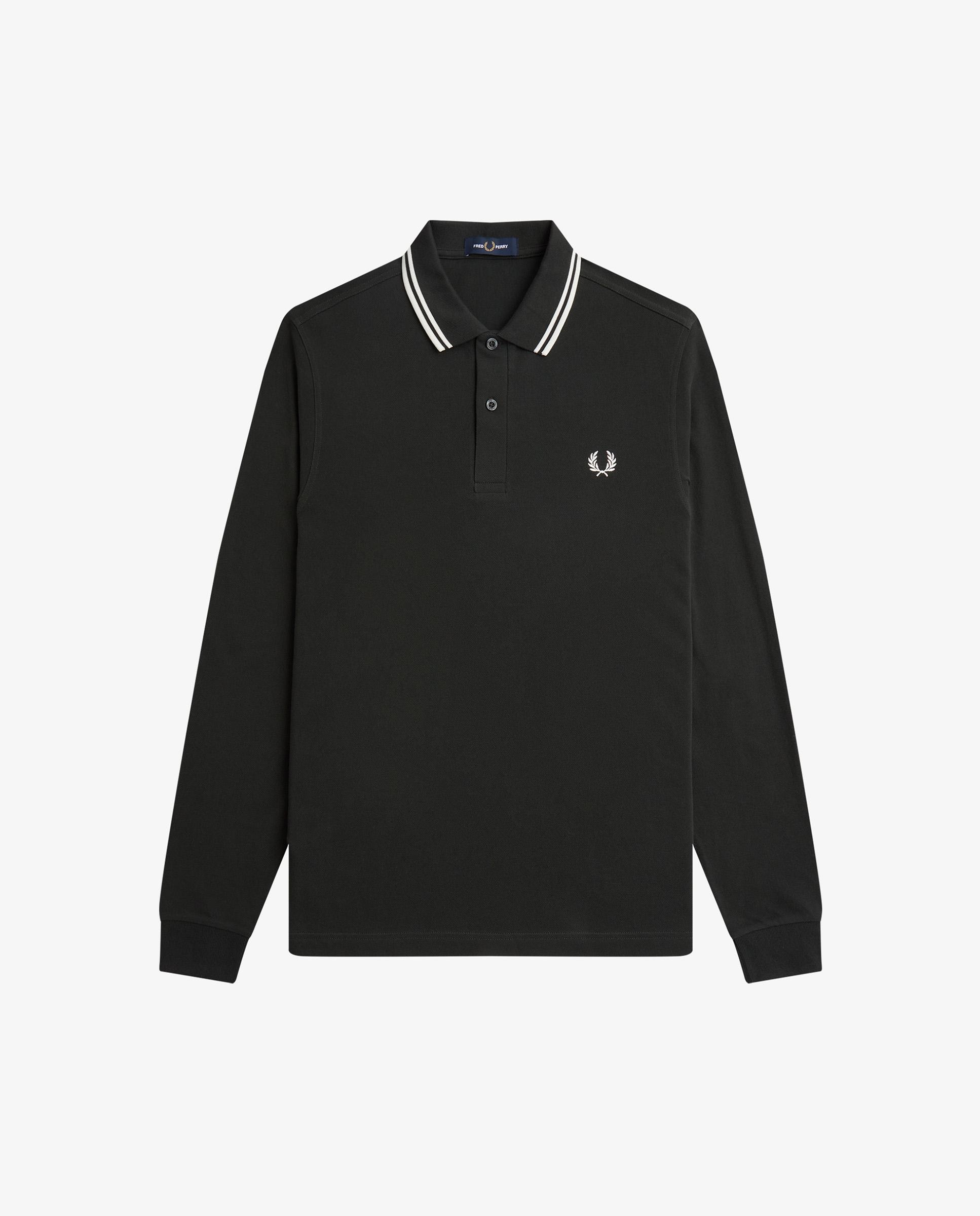 Polo de hombre de piqué de algodón manga larga - Fred Perry - Verde oscuro Verde oscuro-7