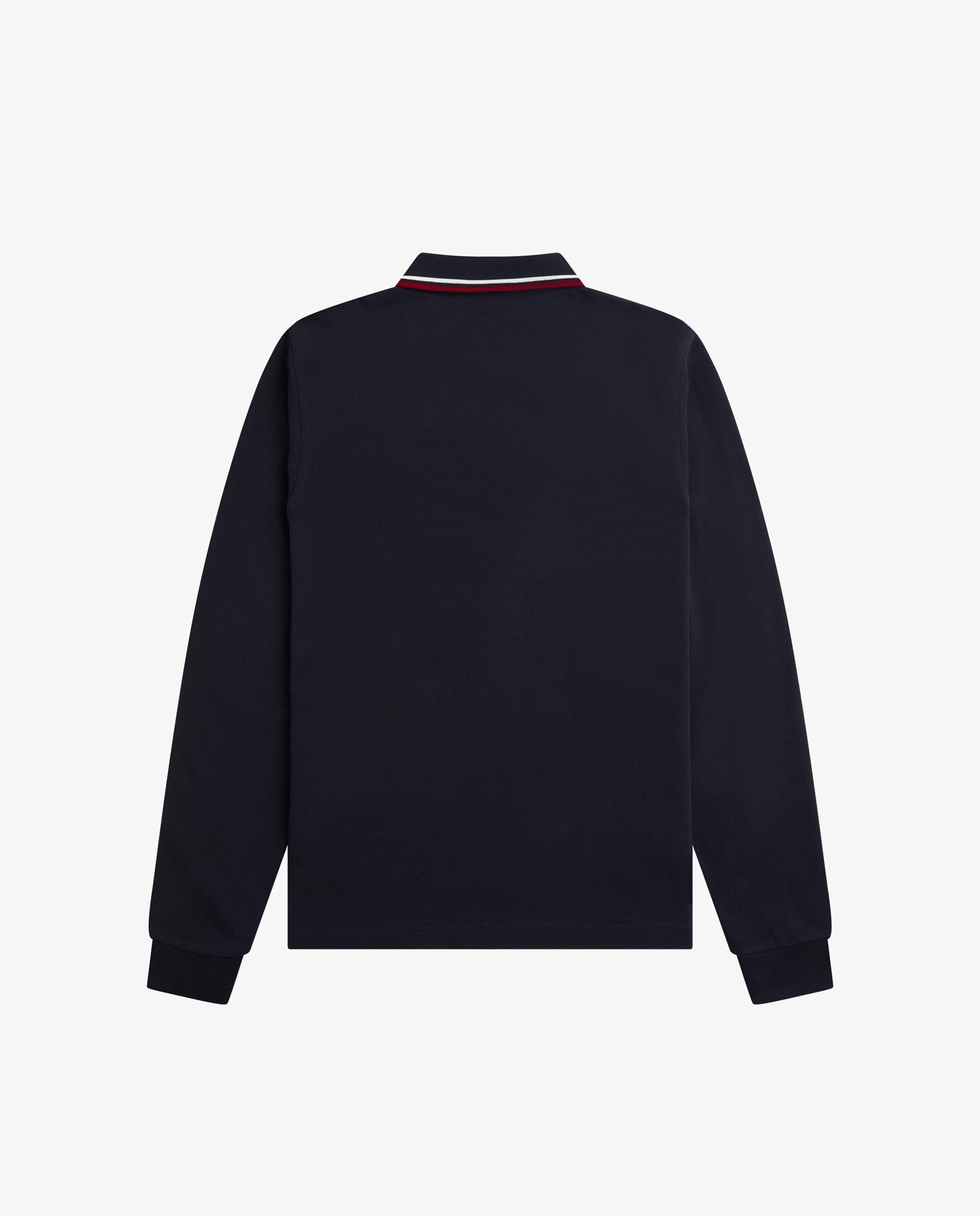 Polo de hombre de piqué de algodón manga larga - Fred Perry - Azul oscuro Azul oscuro-6