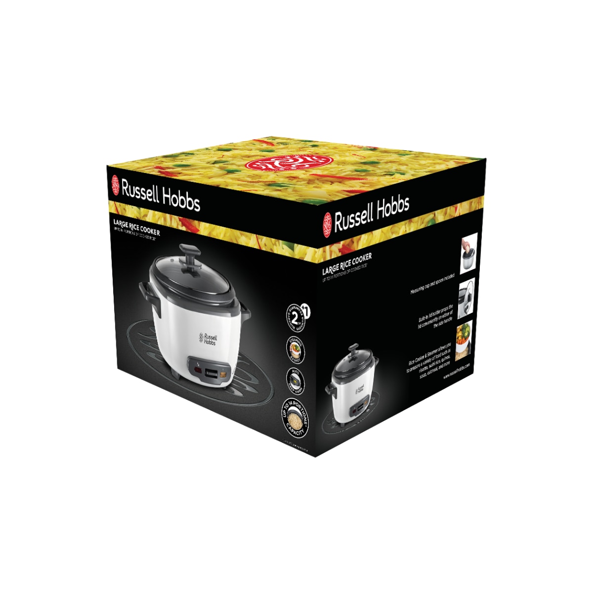 Arrocera Russell Hobbs Grande 2L prepara hasta 14 raciones con cestillo para cocer al vapor - Blanco Blanco-3
