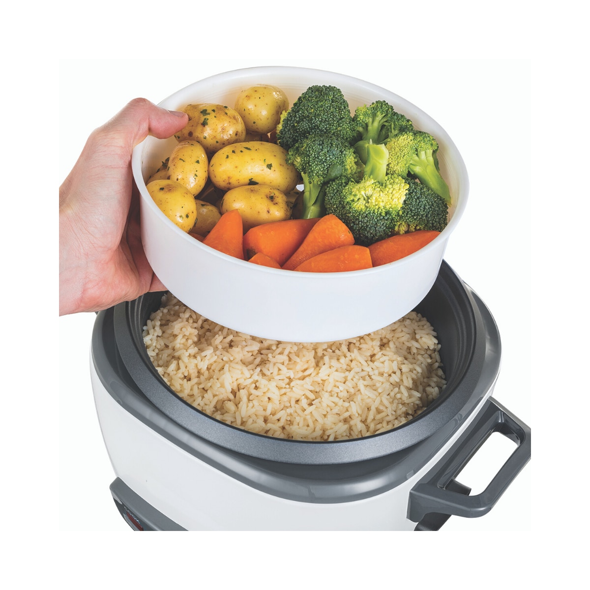 Arrocera Russell Hobbs Grande 2L prepara hasta 14 raciones con cestillo para cocer al vapor - Blanco Blanco-7