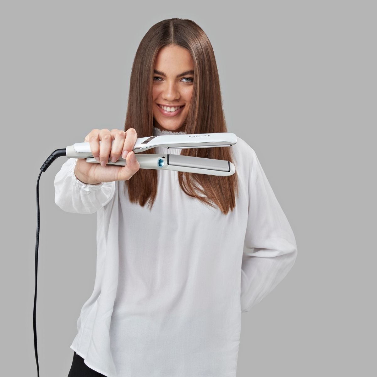Plancha de pelo Remington Hydraluxe Pro con tecnología de pulverización y depósito de agua integrado - Blanco Blanco-4