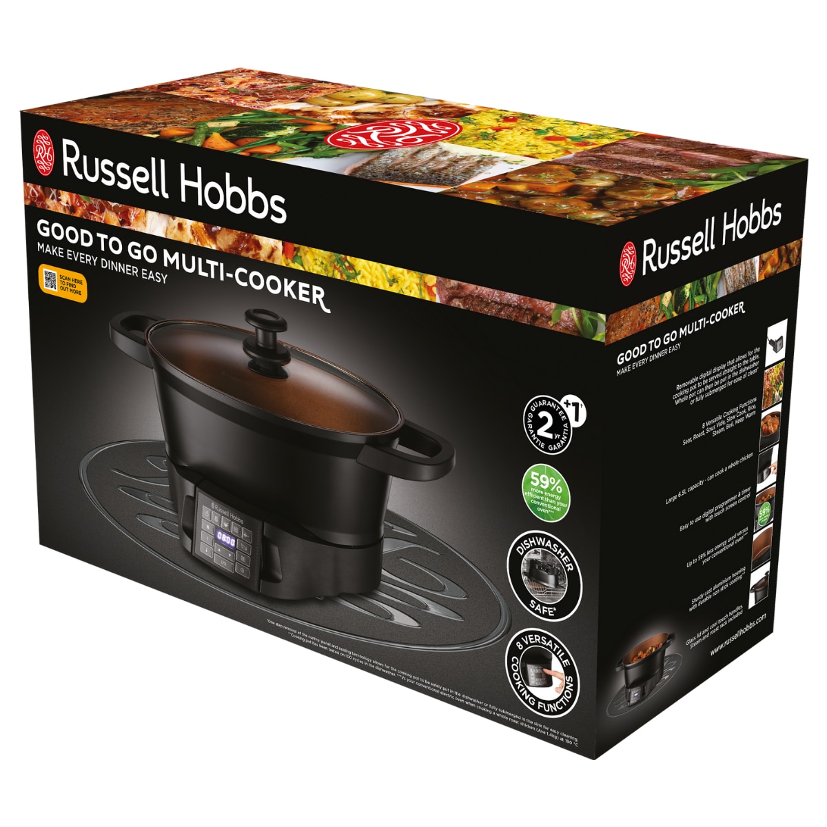 Olla eléctrica Russel Hobbs Good to Go Multicooker - Negro Negro-6