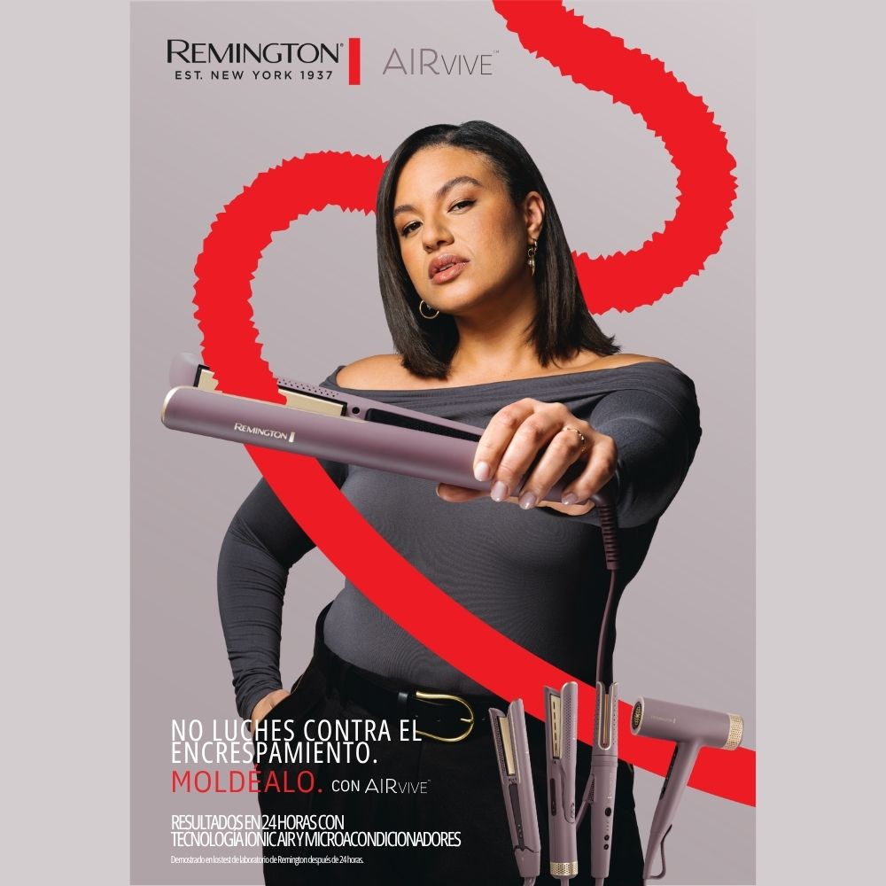 Plancha de pelo Airvive de Remington con salida de aire ionico que combate el encrespameinto - Lila Lila-5