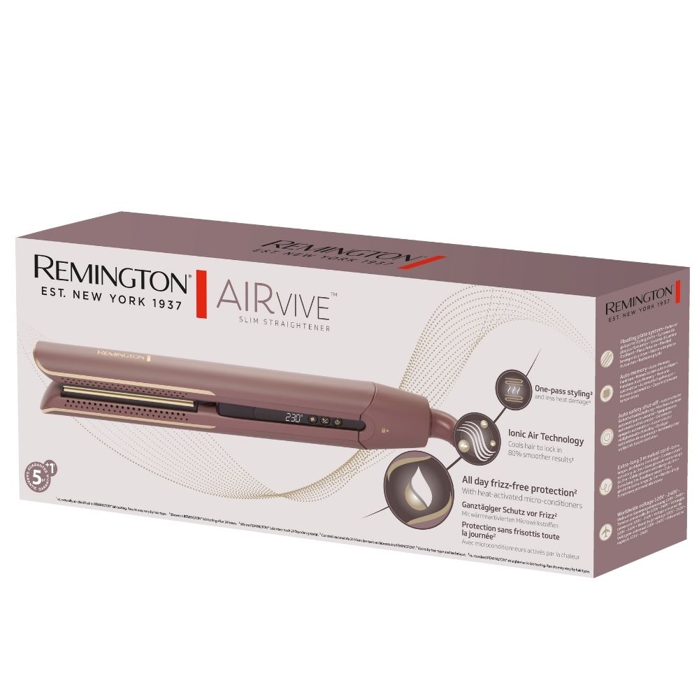 Plancha de pelo Airvive de Remington con salida de aire ionico que combate el encrespameinto - Lila Lila-6