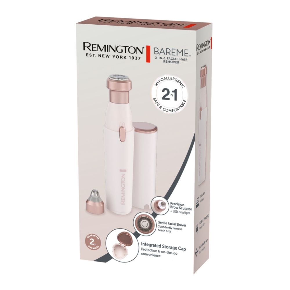 Depiladora facial BareMe™ de Remington con dos cabezales intercambiables - Blanco / Rosa Blanco / Rosa-6