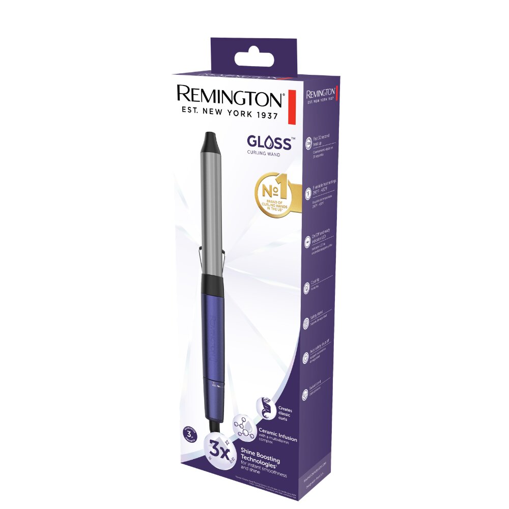 Imagen 4 de Rizador de pelo Remington Gloss™ cónico de 13-25mm con complejo multivitamino - Lila Lila