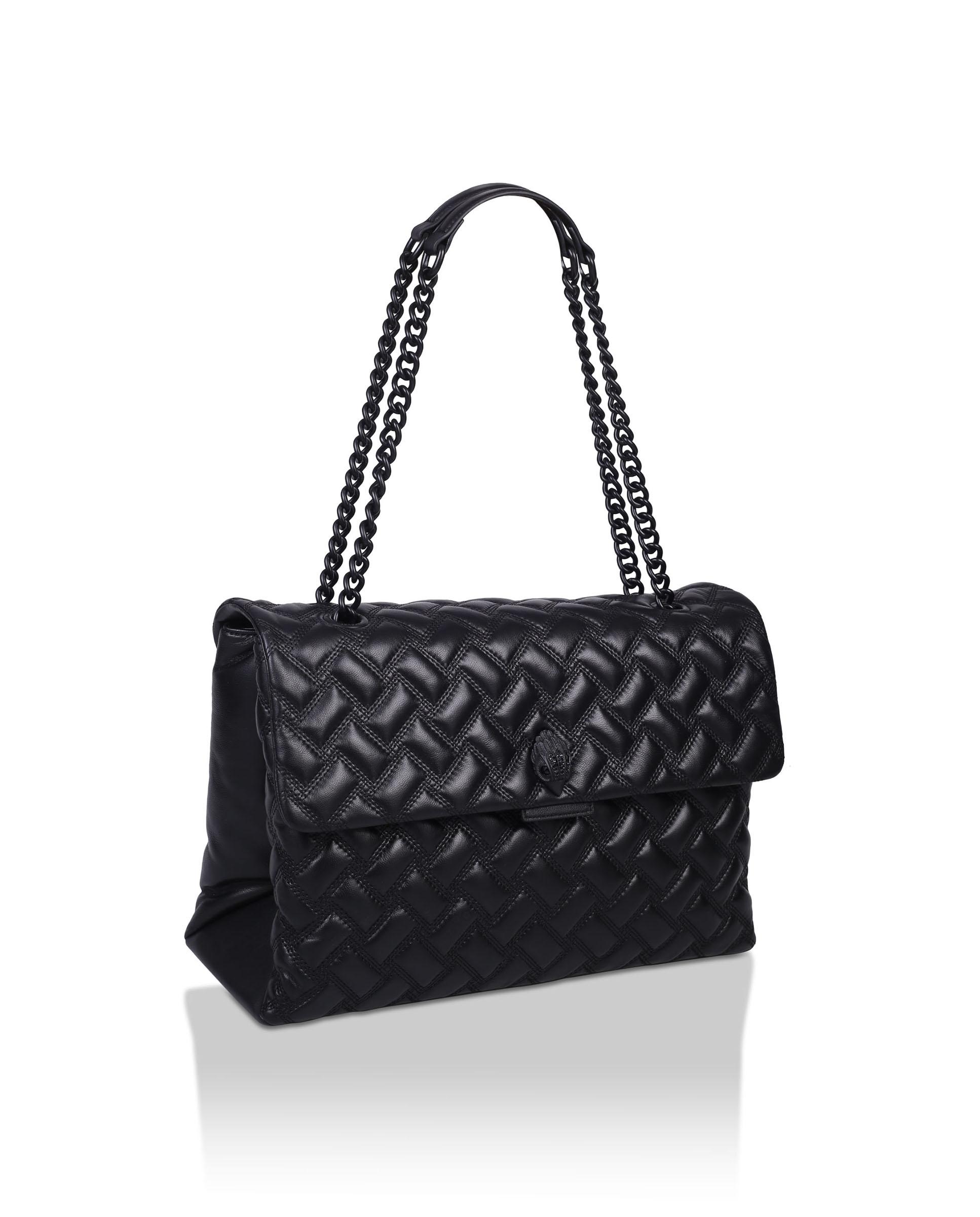 Bolso de hombro de piel acolchada con doble asa de cadena - Kurt Geiger - Negro Negro-2