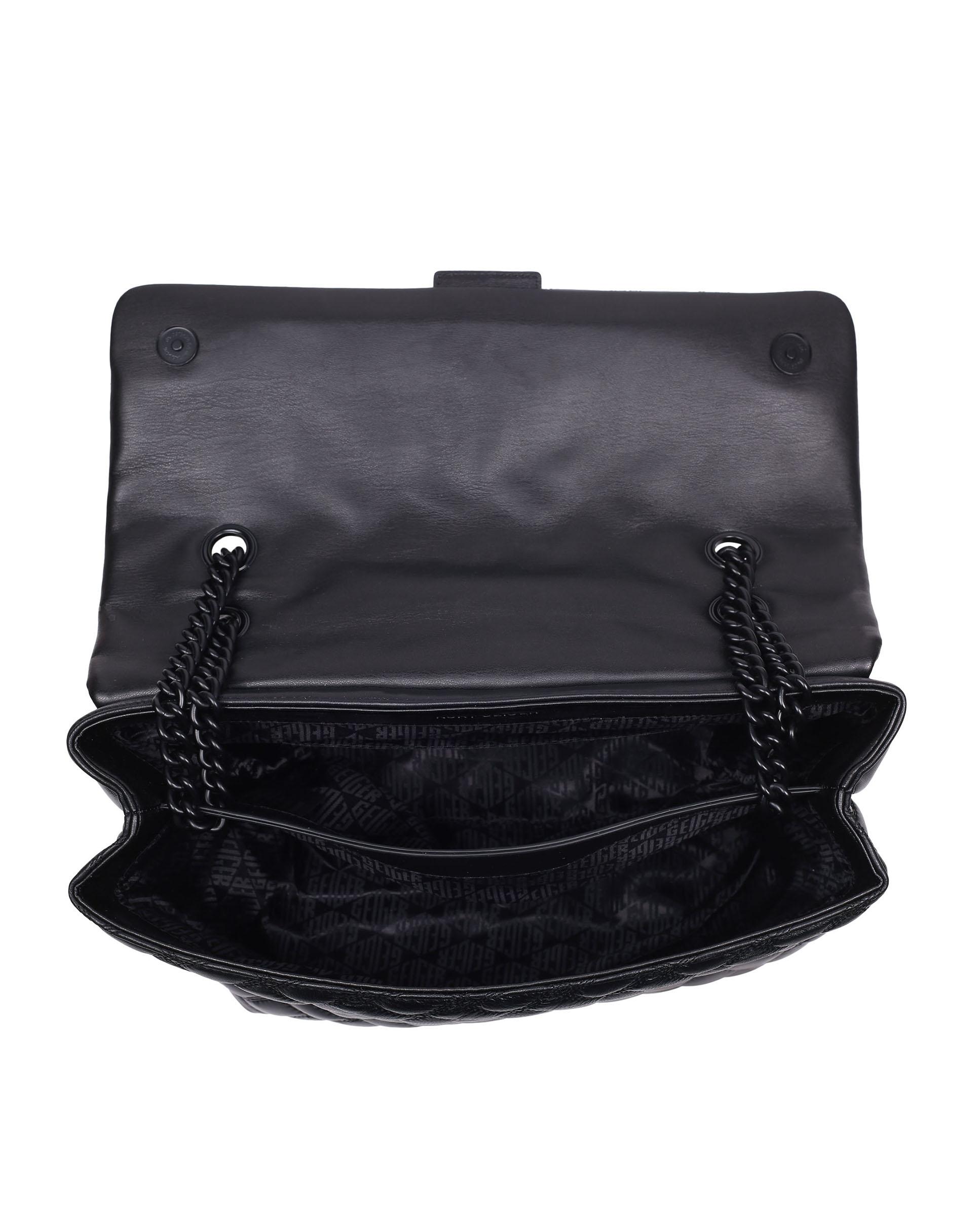 Bolso de hombro de piel acolchada con doble asa de cadena - Kurt Geiger - Negro Negro-3