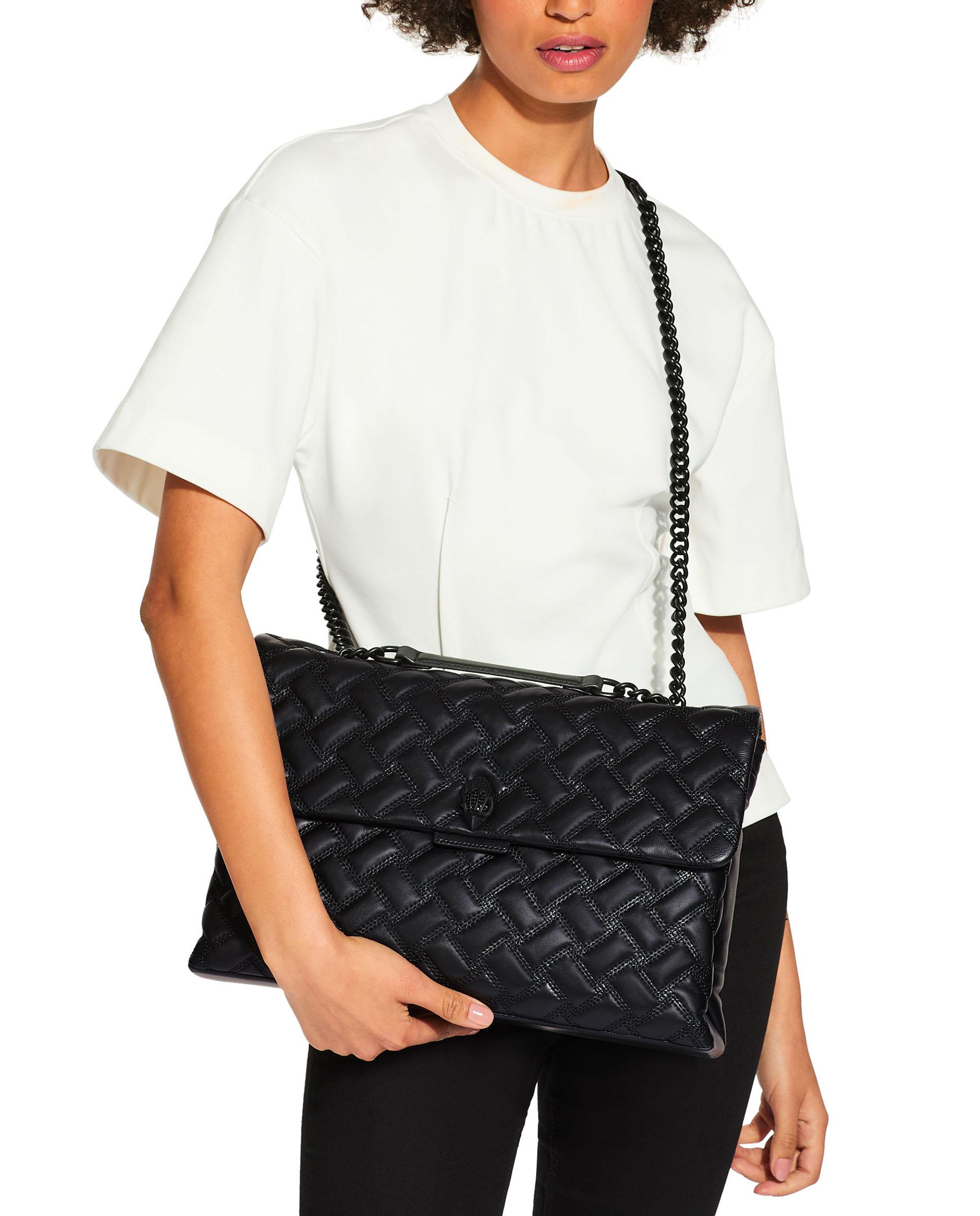 Bolso de hombro de piel acolchada con doble asa de cadena - Kurt Geiger - Negro Negro-5