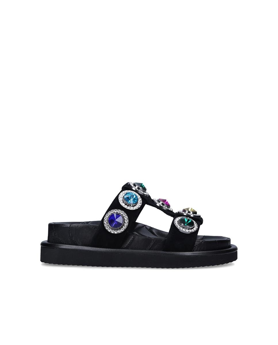 Kurt Geiger - Sandalias planas de ante con adorno de cristales.