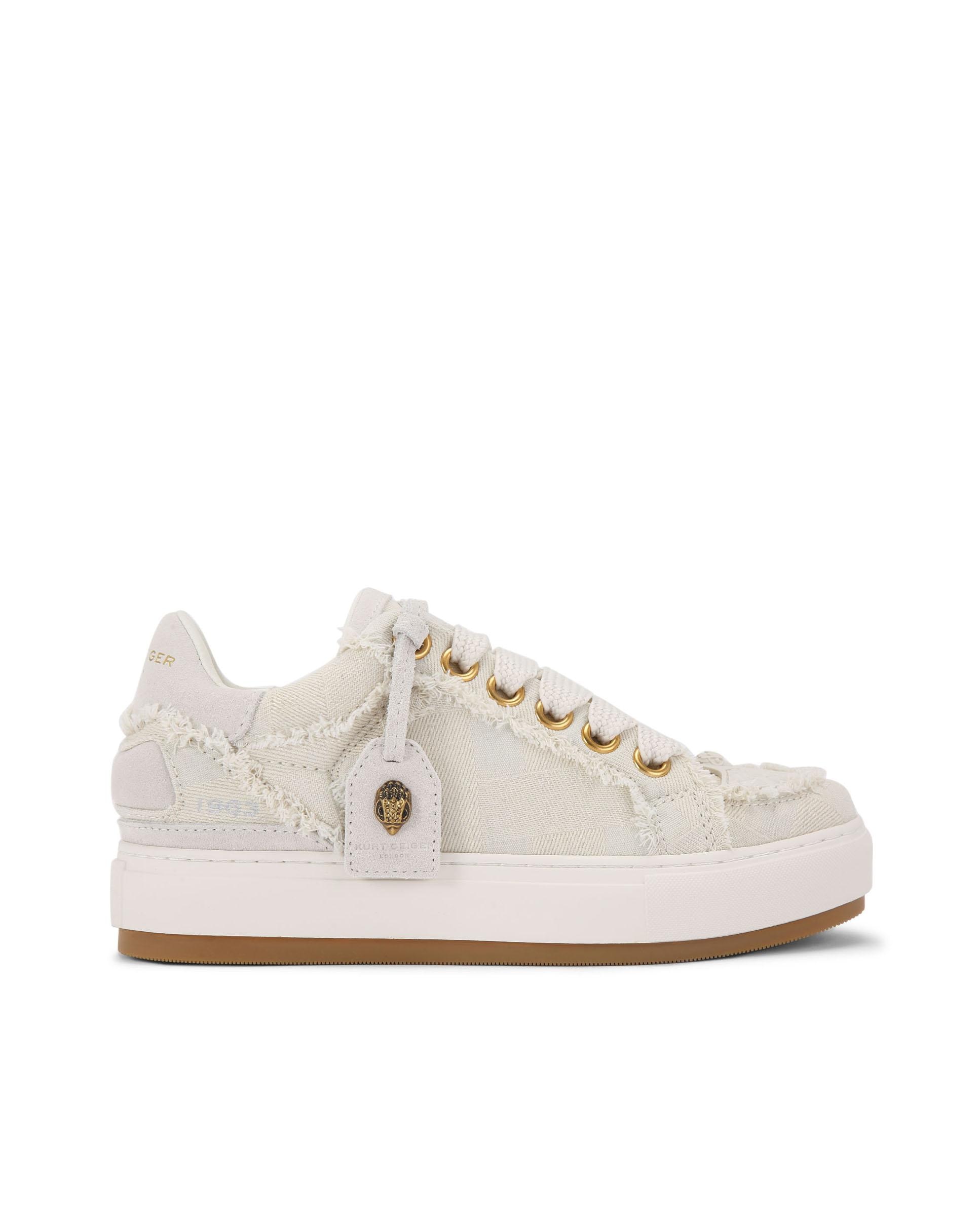 Kurt Geiger - Zapatillas chunky de mujer denim con flecos y plataforma.