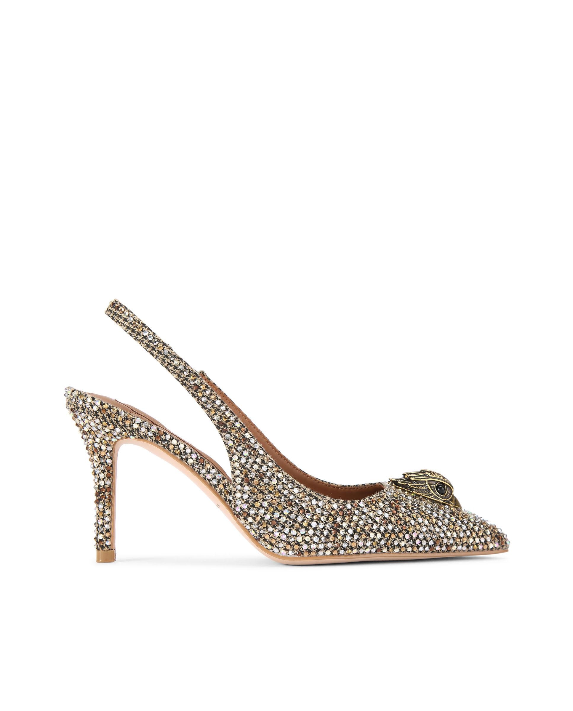 Imagen 0 de Zapatos de tacón de mujer destalonado y  de pata de gallo Beige