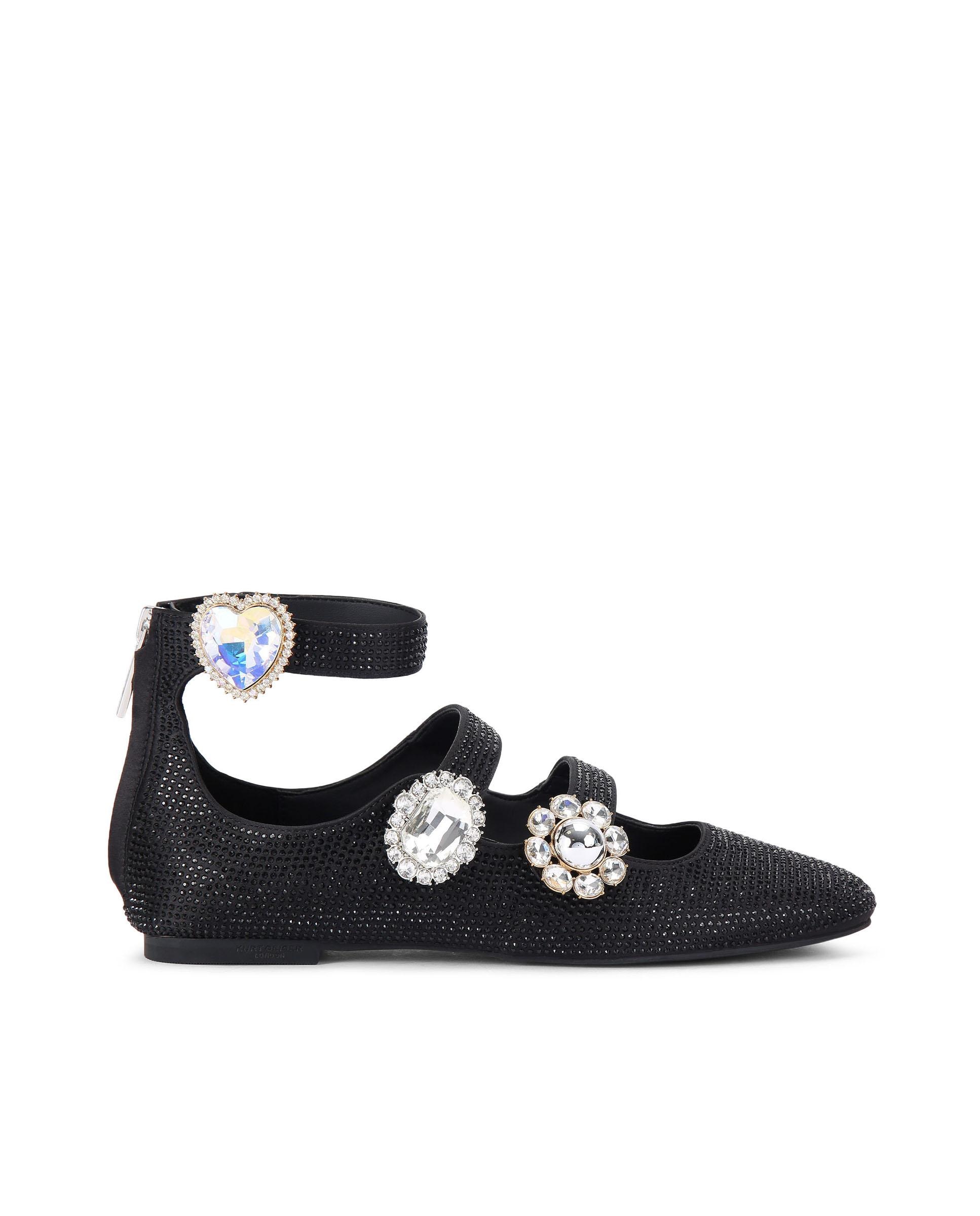 Kurt Geiger - Bailarinas de mujer con tres tiras y adorno de cristales.