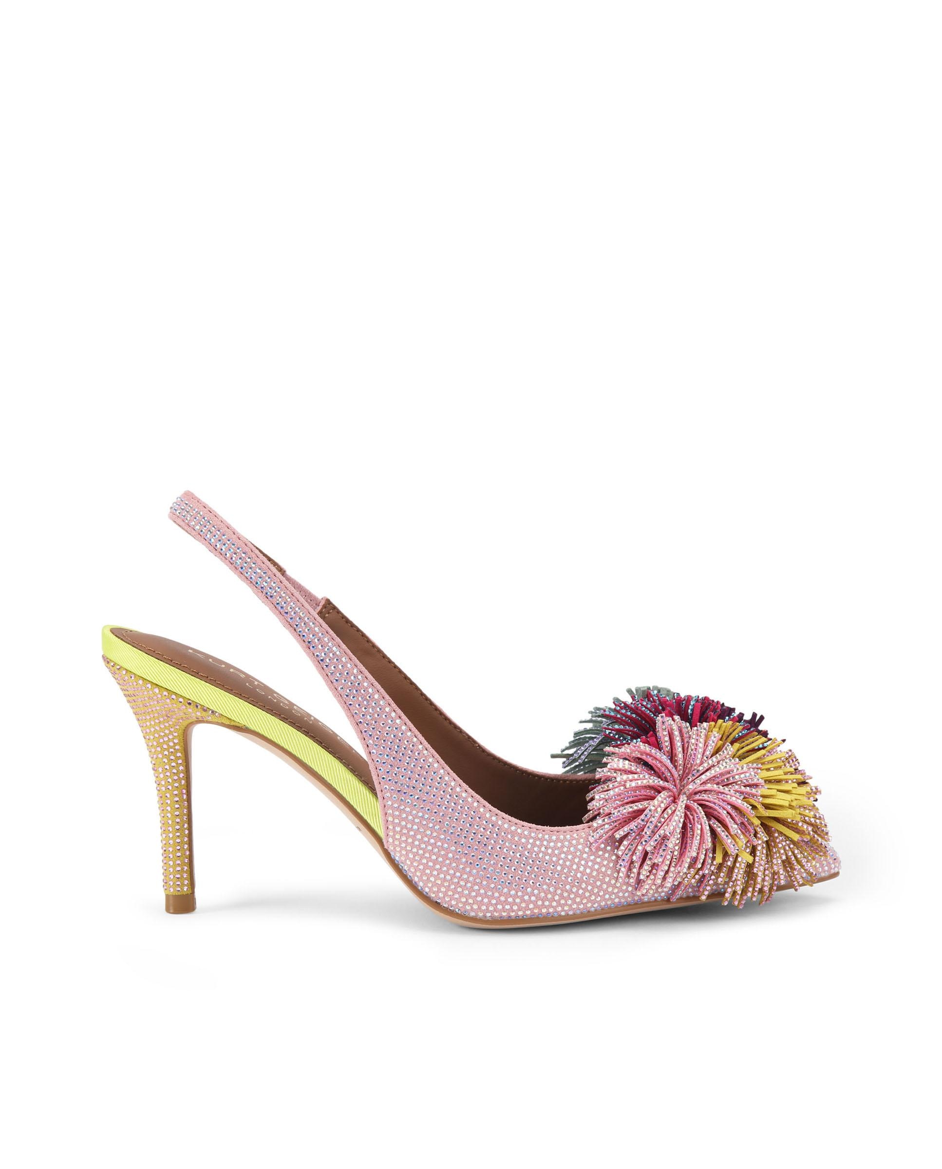 Kurt Geiger - Zapatos de salón de mujer destalonados de ante con pompones.