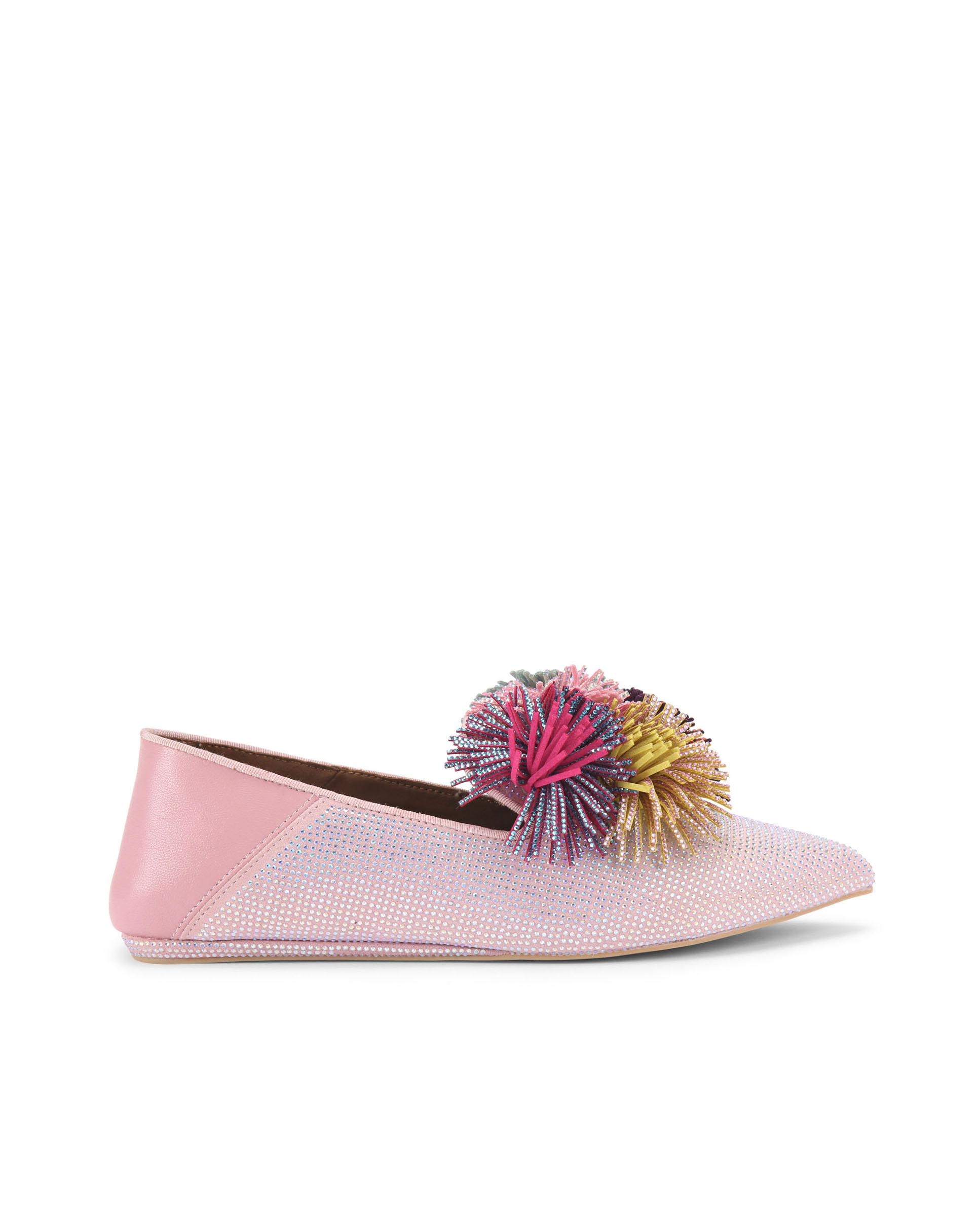 Kurt Geiger - Slippers de mujer de ante con pompón.