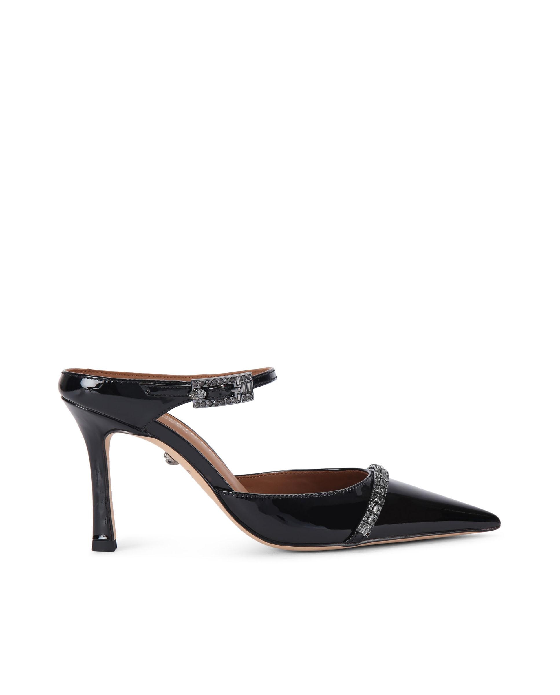 Kurt Geiger - Mules de tacón de mujer de charol con detalle de hebilla.