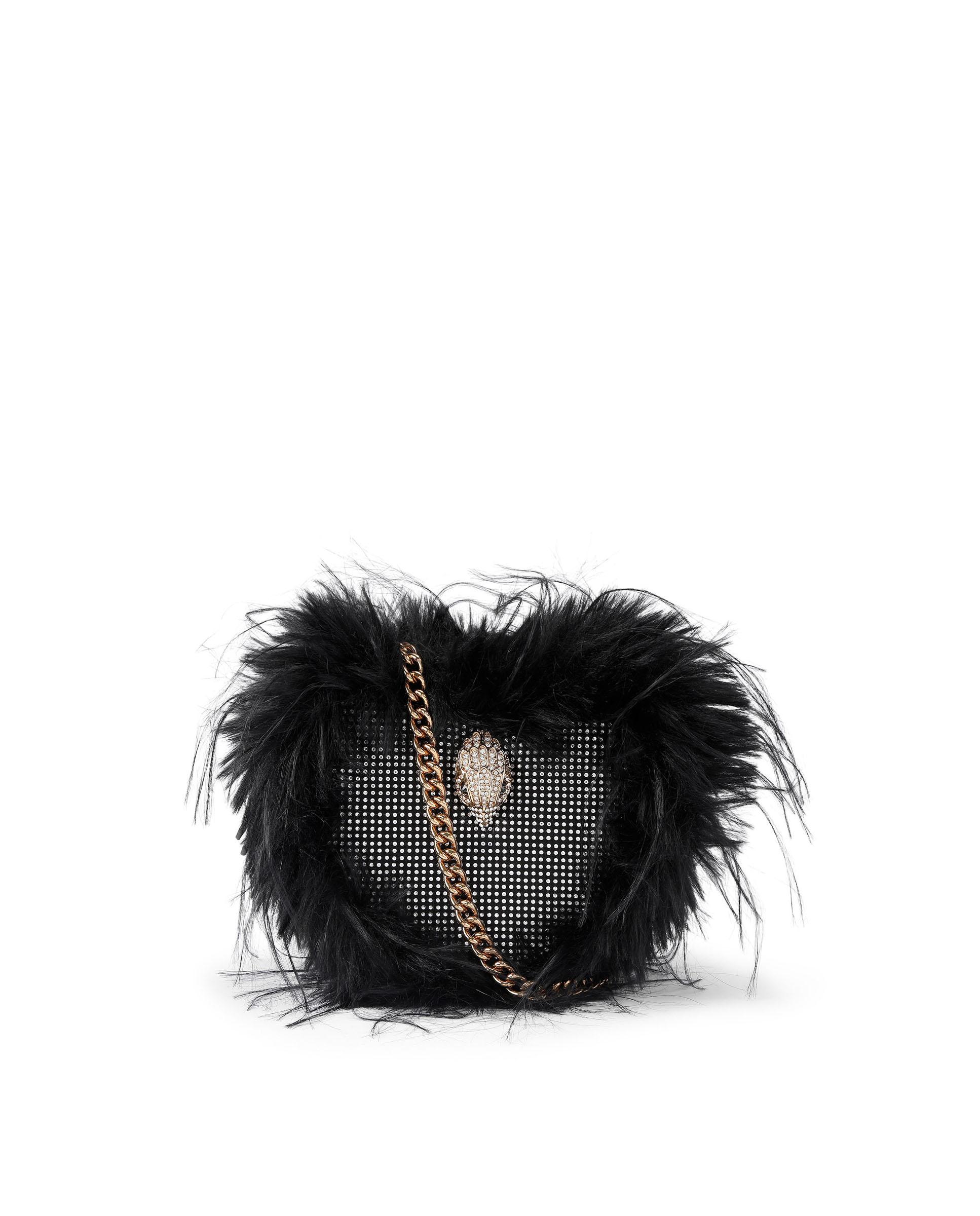 Imagen 0 de Bandolera de mujer en forma de corazón con detalle de pelo Negro