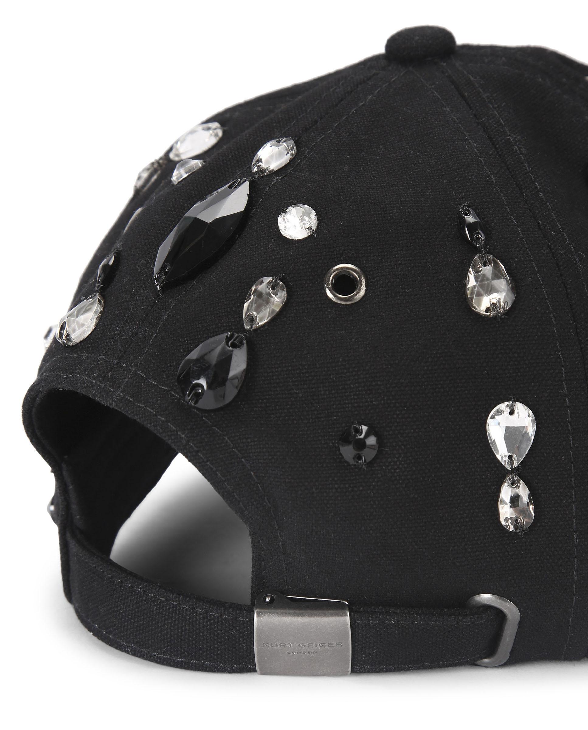 Gorra de mujer de algodón con adorno de cristales - Kurt Geiger - Negro Negro-3