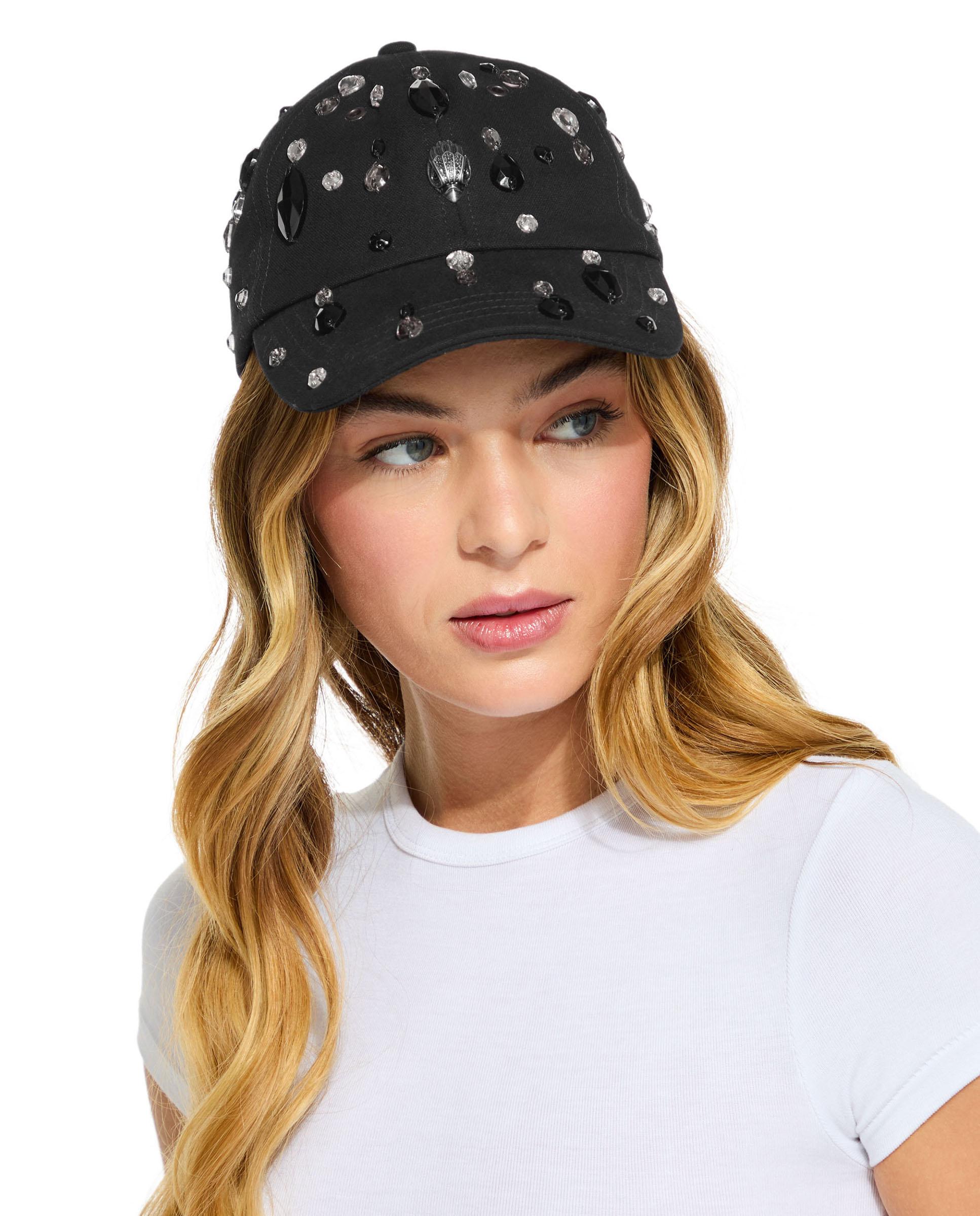 Gorra de mujer de algodón con adorno de cristales - Kurt Geiger - Negro Negro-5
