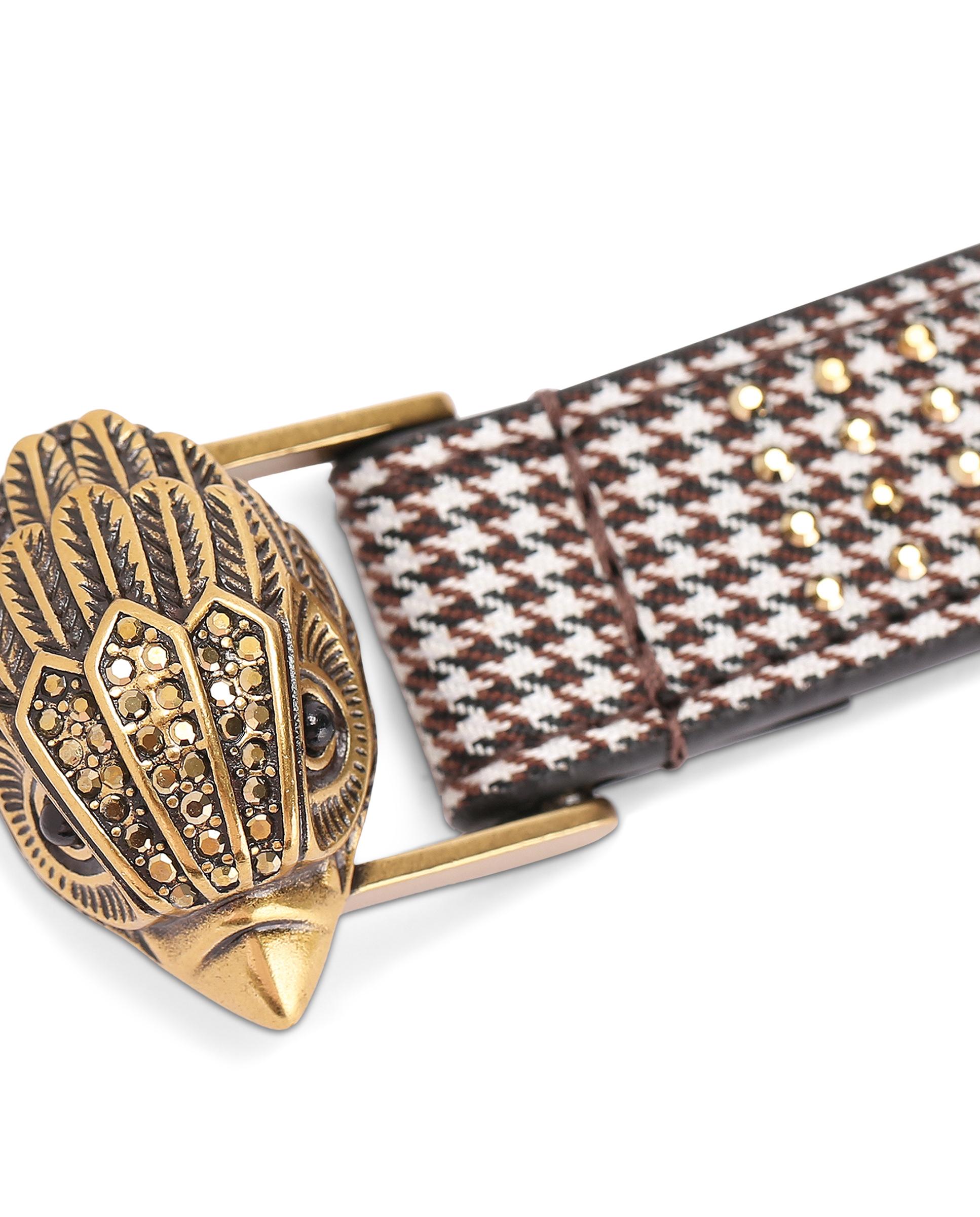 Cinturón de mujer de tejido pata de gallo - Kurt Geiger - Oro Oro-2