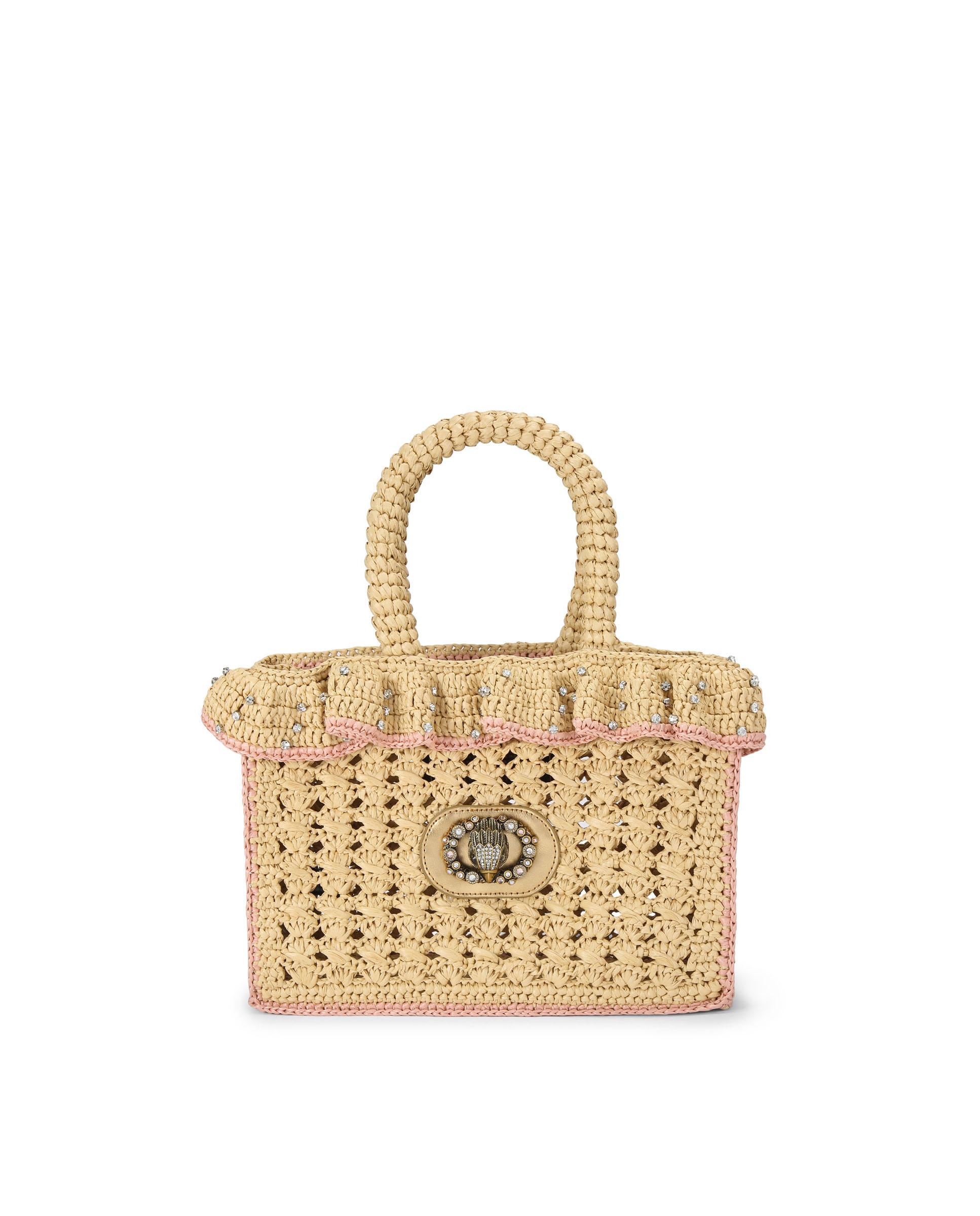 Bolso de mano tote de rafia trenzada