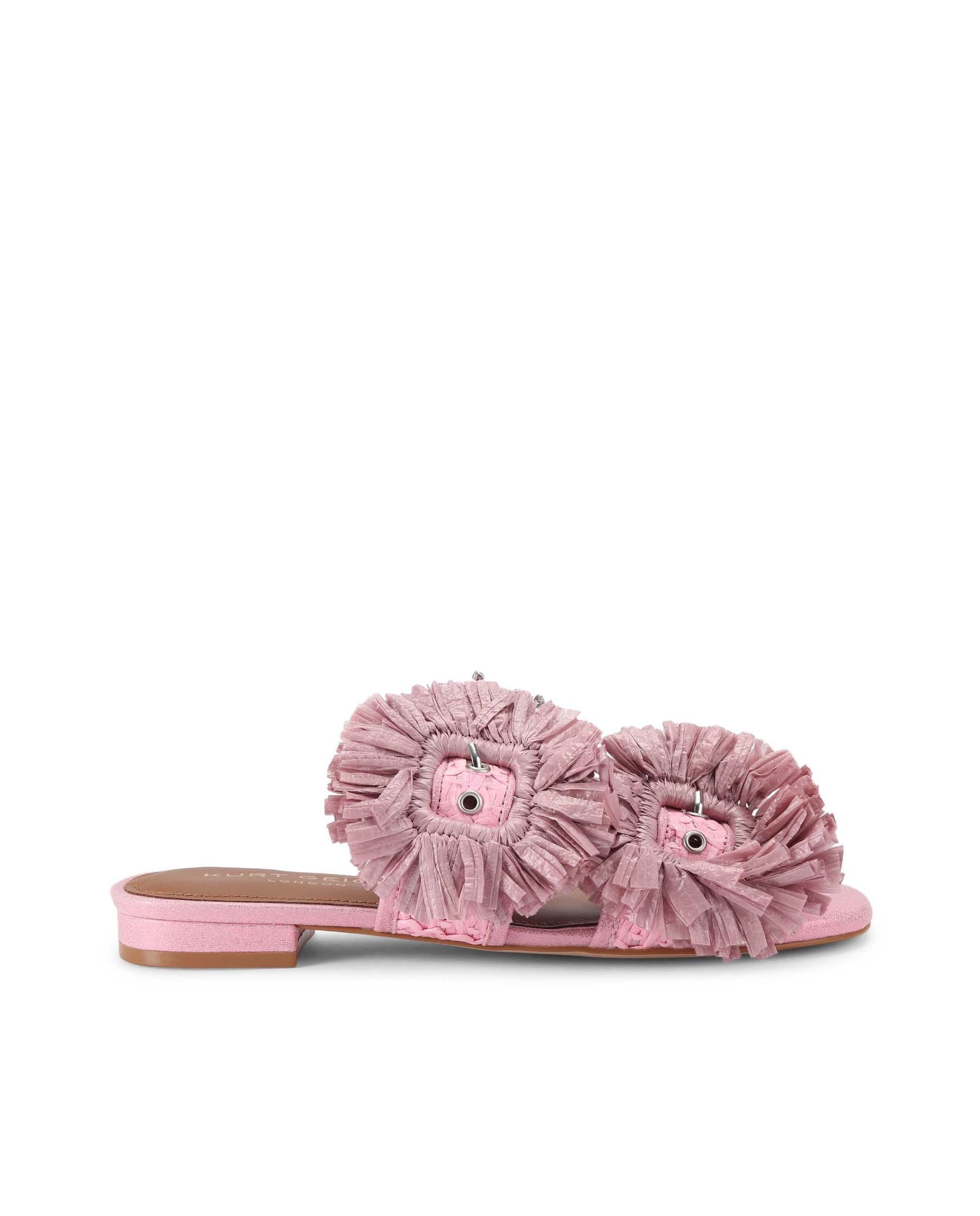 Kurt Geiger - Sandalias planas de mujer Buckle flat con dos tiras y apliques florales.