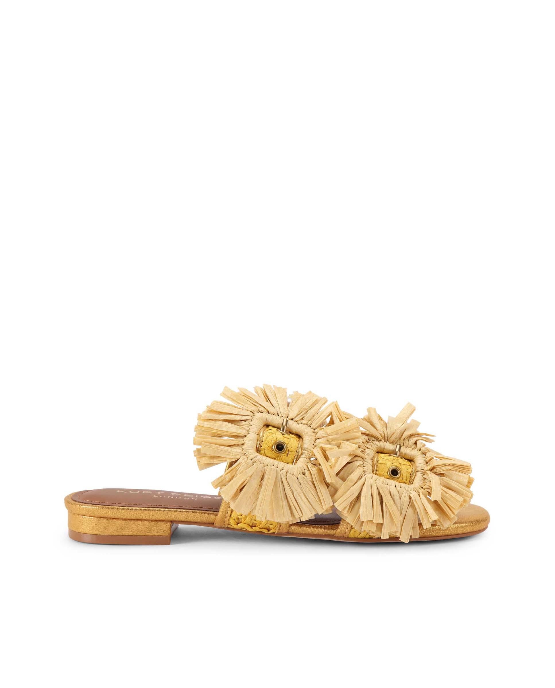 Kurt Geiger - Sandalias plana de mujer Buckle con adornos florales.