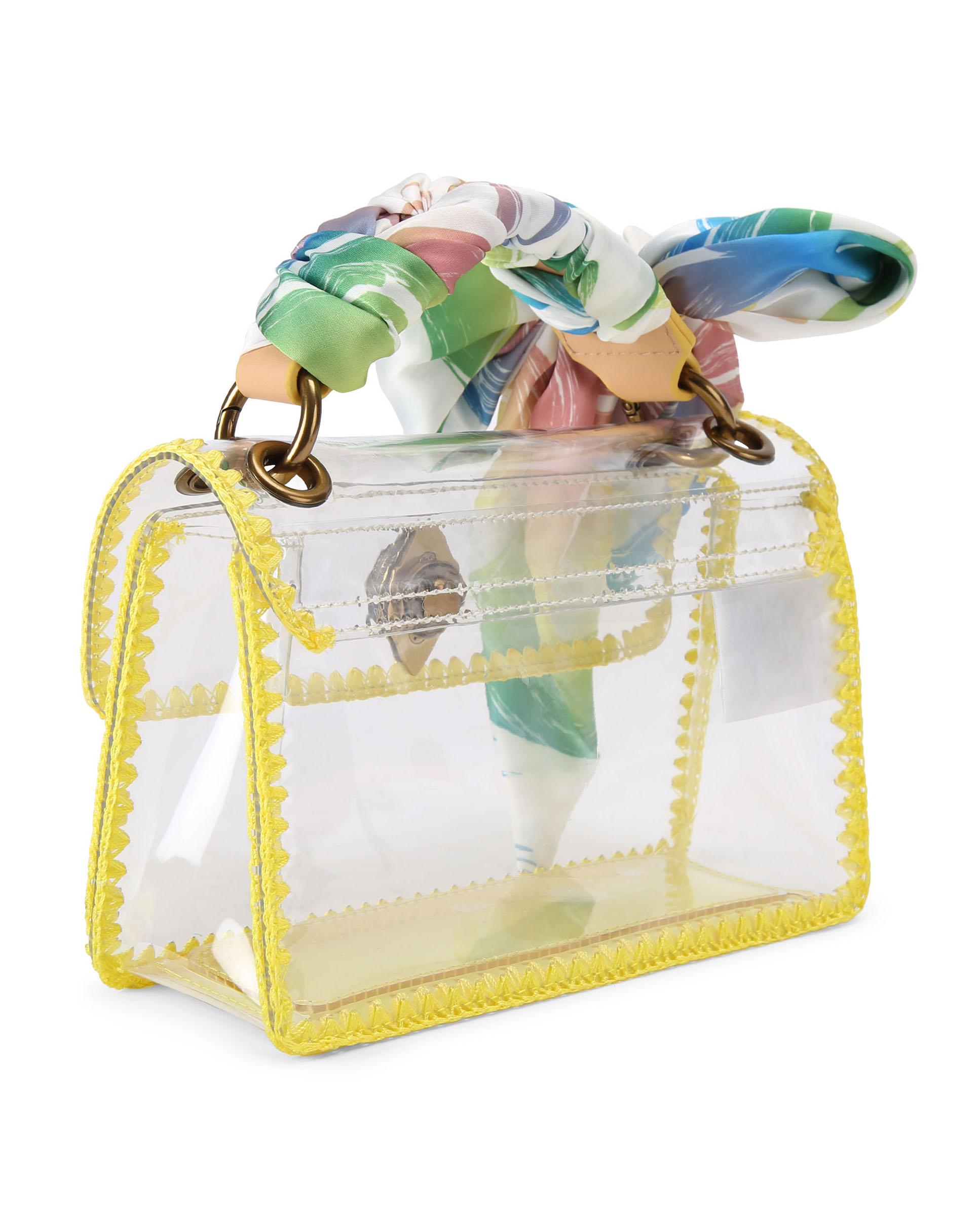 Bolso mini de mujer transparente con fular - Kurt Geiger - Amarillo Amarillo-3