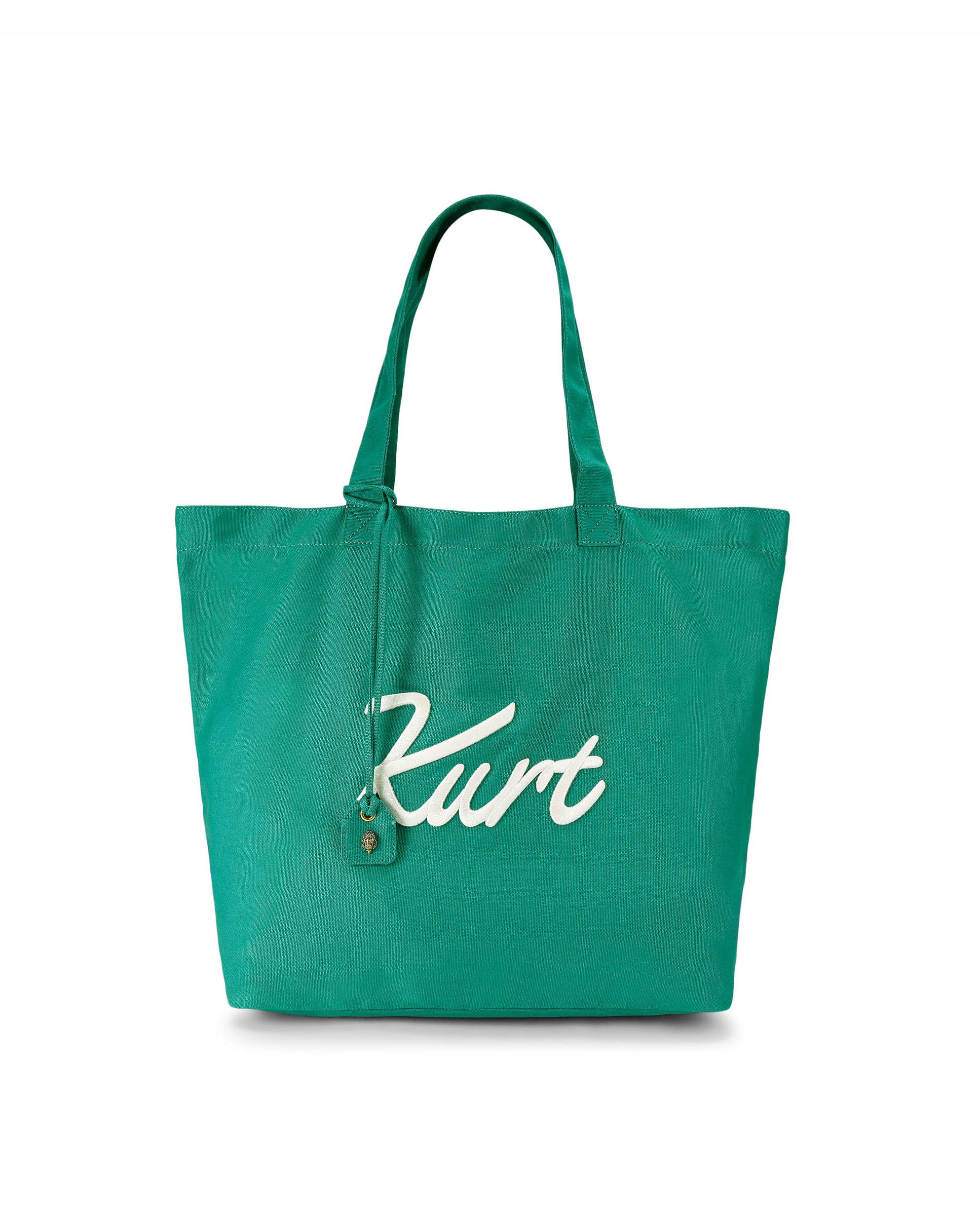 Bolsa shopper de mujer con doble asa y logo - Kurt Geiger - Verde Verde-1